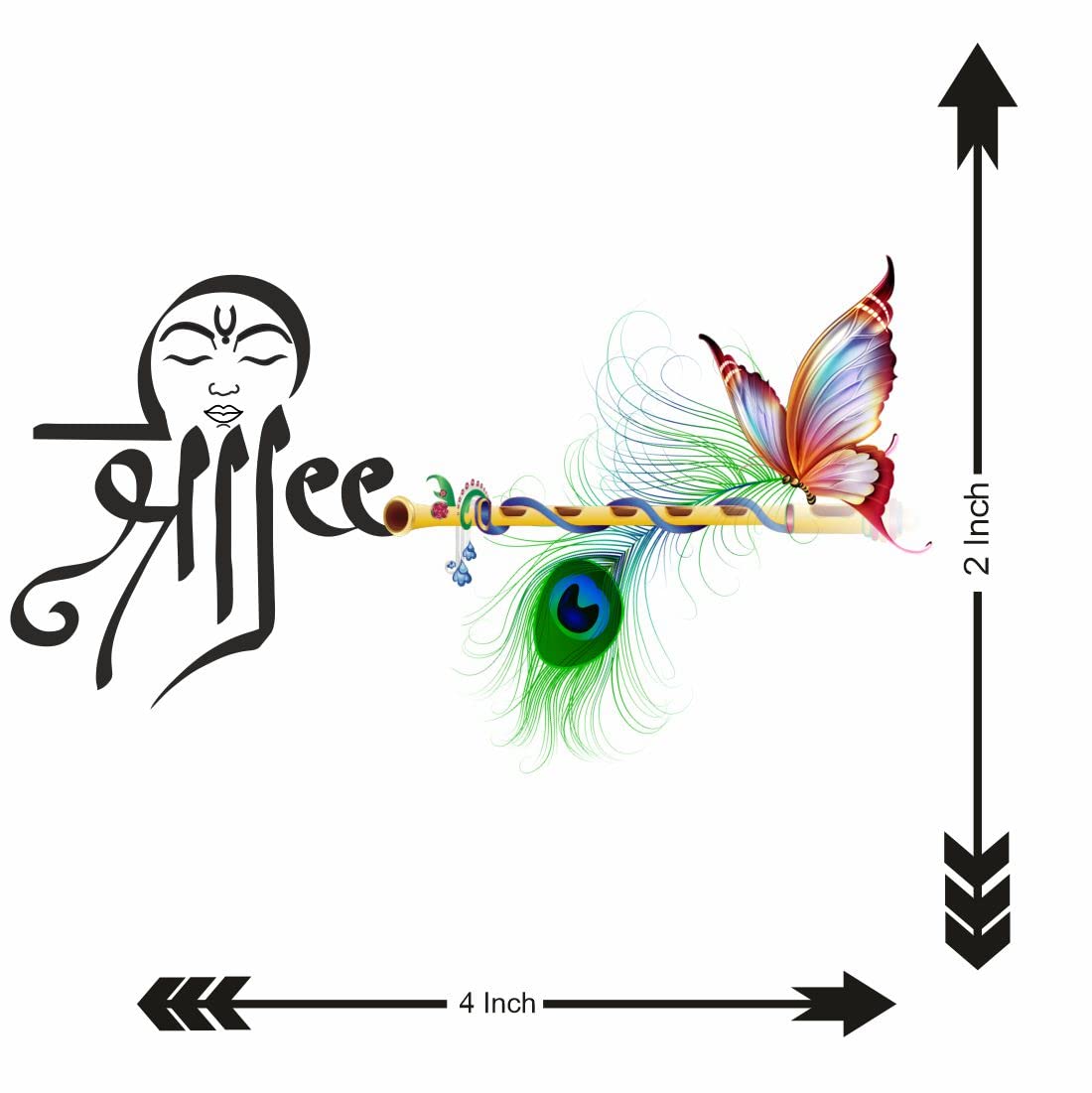 Shree Krishna Flute & Butterfly Temporary Tattoos for Kids - Waterproof Body Art for Boys & Girls - Perfect for Festivals, Parties & Costume Events