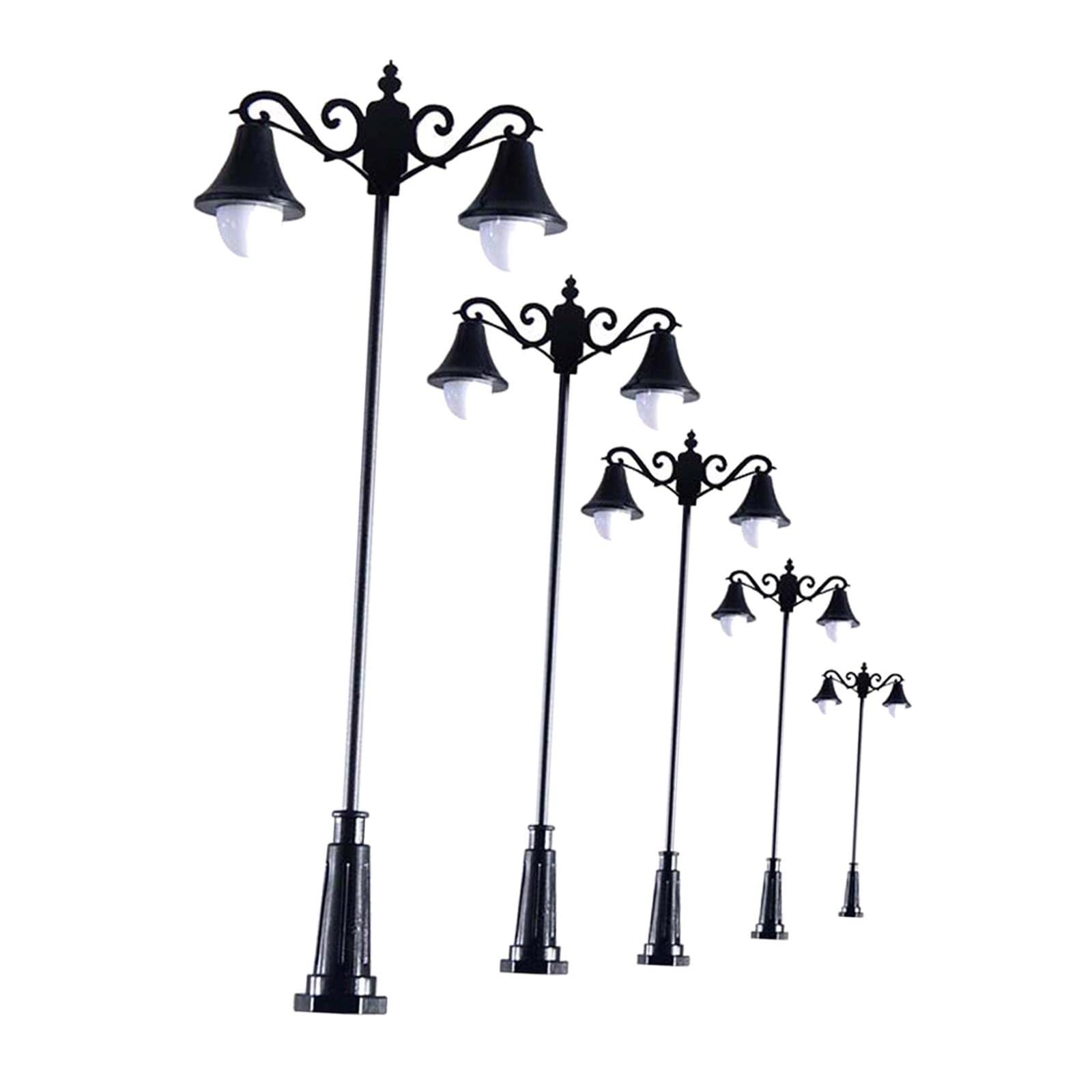 Fancyes 5-Pack Miniature Train Railway Lampposts - 1:100 Scale LED Lighted Garden Architecture Model for Railroad Scenery Layouts | Perfect for DIY Train Sets, Christmas Villages & Miniature Displays
