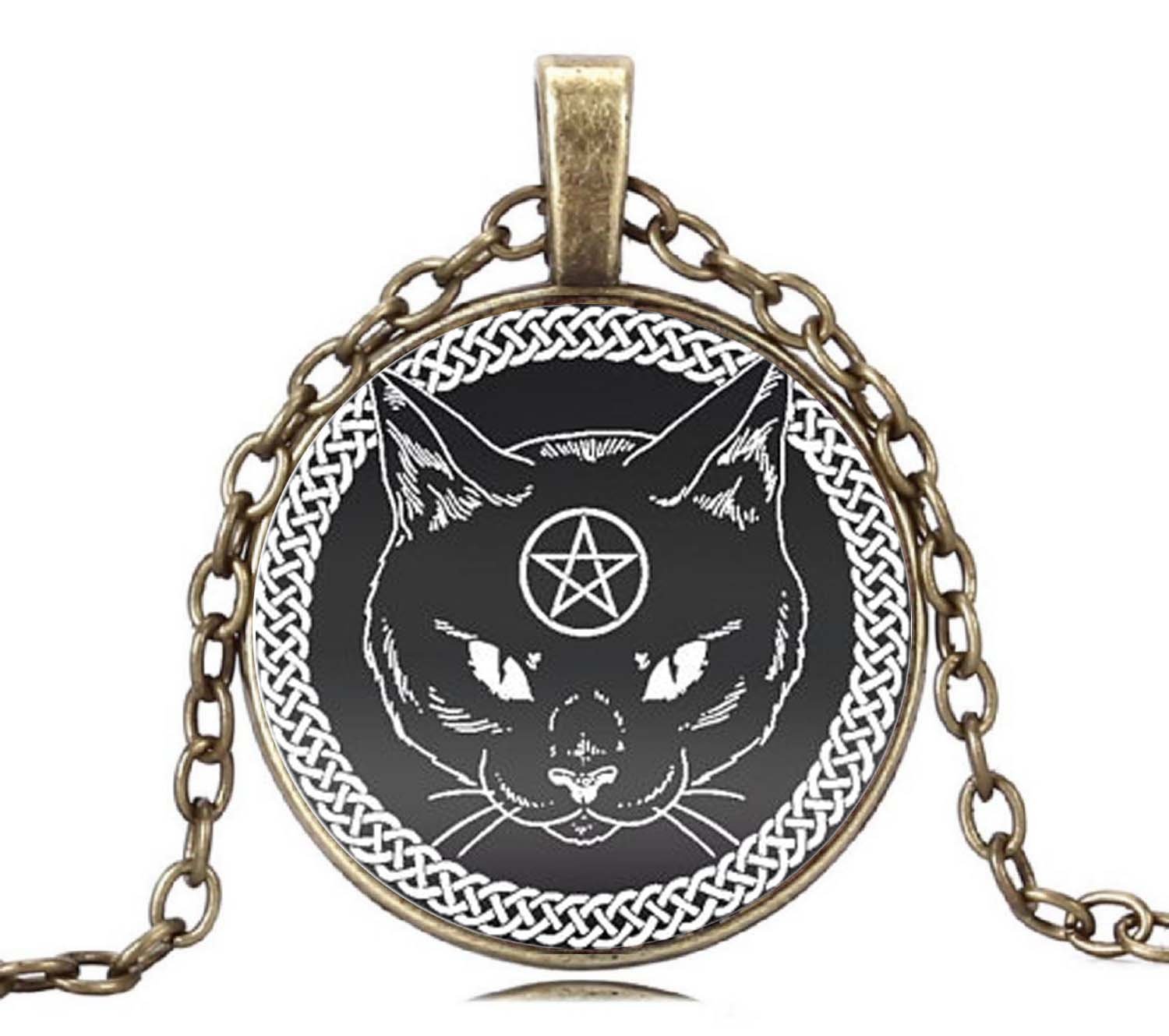 GEMINGO Cat Necklace for Women - Elegant Cat Pendant with Cat Eye Gemstone & Inverted Pentagram Charm | Perfect Gift for Cat Lovers, Birthday, Anniversary & Everyday Wear