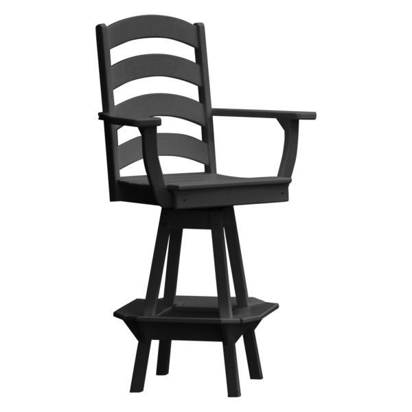 Swivel Bar Stool with Ladder Back & Arms - Adjustable Height Counter Stool for Kitchen Island, Dining & Home Bar