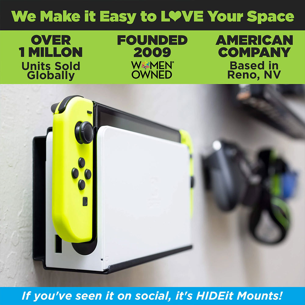 HideIt Wall Mount for Nintendo Switch - Black | Secure & Space-Saving TV Gaming Mount | Perfect for Living Room, Bedroom & Game Room Setup