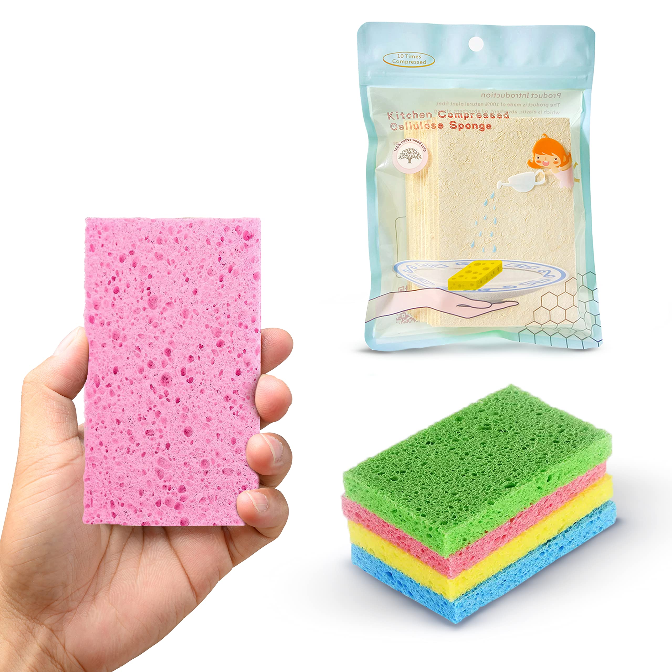 NAKA Compressed Sponges – 12-Pack Natural Cellulose Sponges for Cleaning – Multipurpose Sponges for Dishes, Car Cleaning, Bathroom, Kitchen, DIY Kids Crafts – No-Scratch Scrub Sponges | Perfect for Home, Office, and Outdoor Use