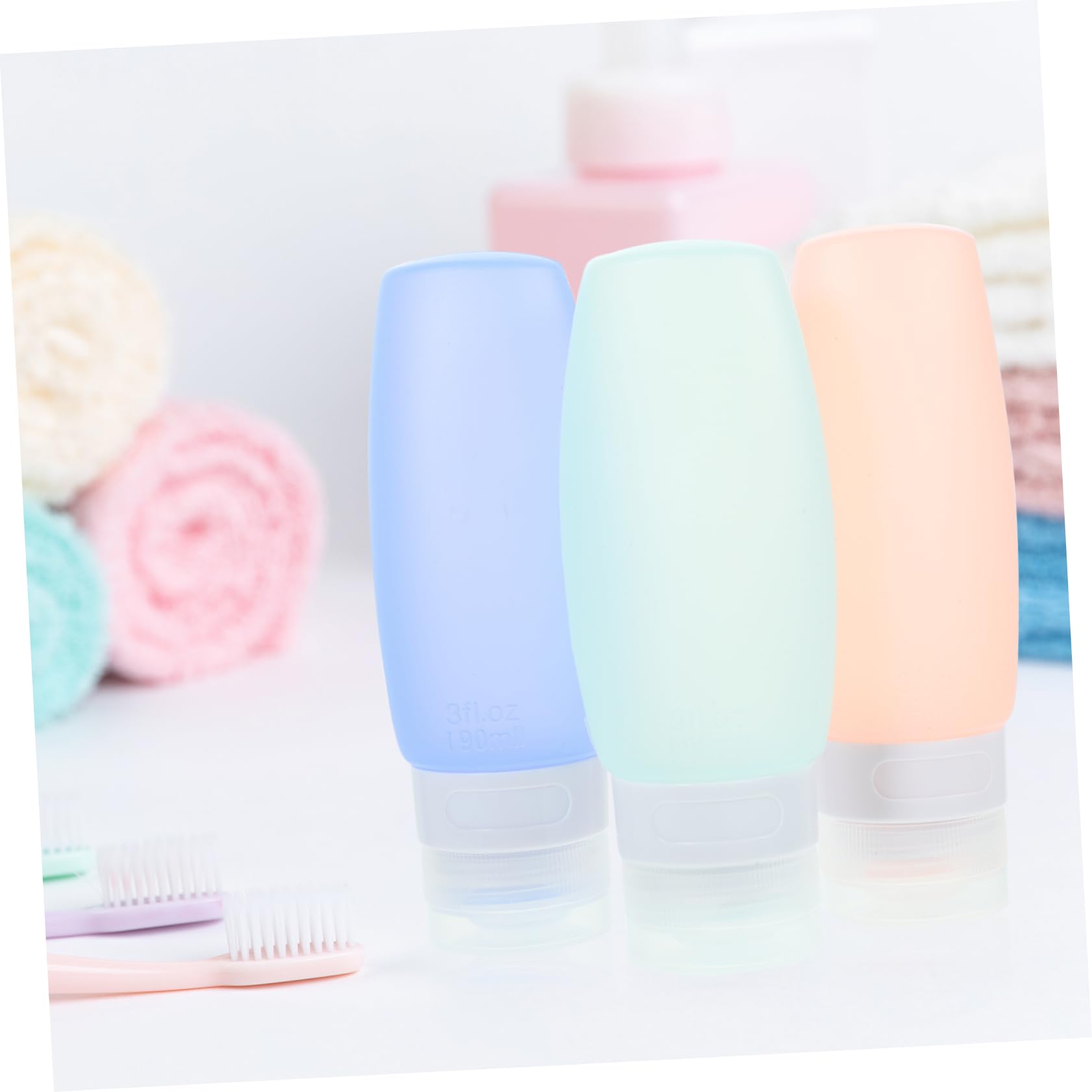 Minkissy 90ml Silicone Travel Bottles Set - Leakproof Shampoo, Conditioner & Lotion Containers (3-Pack, Green, Pink, Blue) | Perfect for Toiletries, Hand Soap & Airplane Carry-On Essentials