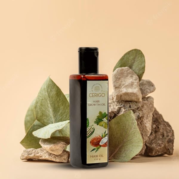 Cerigo Hair Growth Oil for Women & Men - Natural Hair Regrowth Treatment with Biotin & Castor Oil - Promotes Thicker, Longer & Healthier Hair - Perfect for Daily Scalp Massage & Hair Care Routine