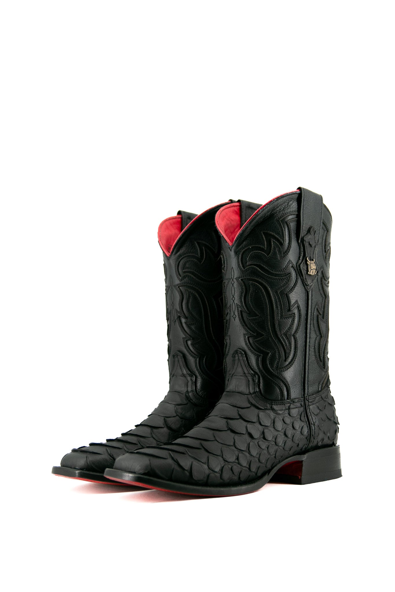 Shelby Python Red Bottom Square Toe Cowboy Boots for Men - Western Style Leather Boots with Exotic Snake Skin Design - Perfect for Rodeo, Country Music Festivals & Western Fashion