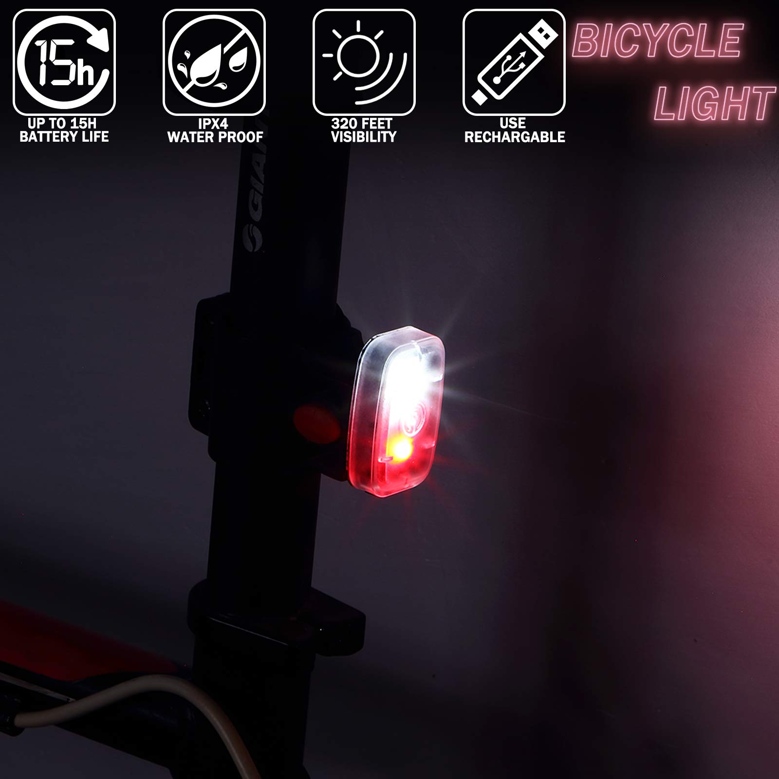 Rechargeable LED Safety Running Lights - USB Clip-On Strobe Bike Tail Lamps with 5 Modes for Runners, Cyclists, Hikers & Pets | Night Riding, Walking, Jogging & Outdoor Activities