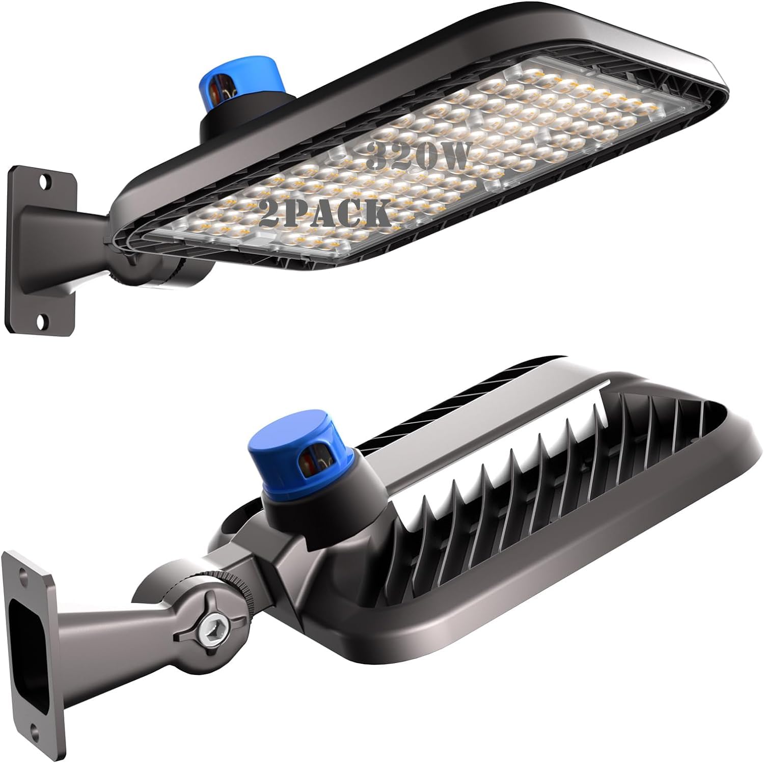 **320W (350 x 1W LED) High-Efficiency LED Parking Lot Light – 48,000 Lumens (Equivalent to 1200W HID/HPS) – 150LM/W Arm Mount – Dusk to Dawn Sensor – IP65 Waterproof – 6KV Surge Protection – 7-Year Warranty – 2-Pack – Ideal for Outdoor Parking Lots, Streets, and Commercial Areas**