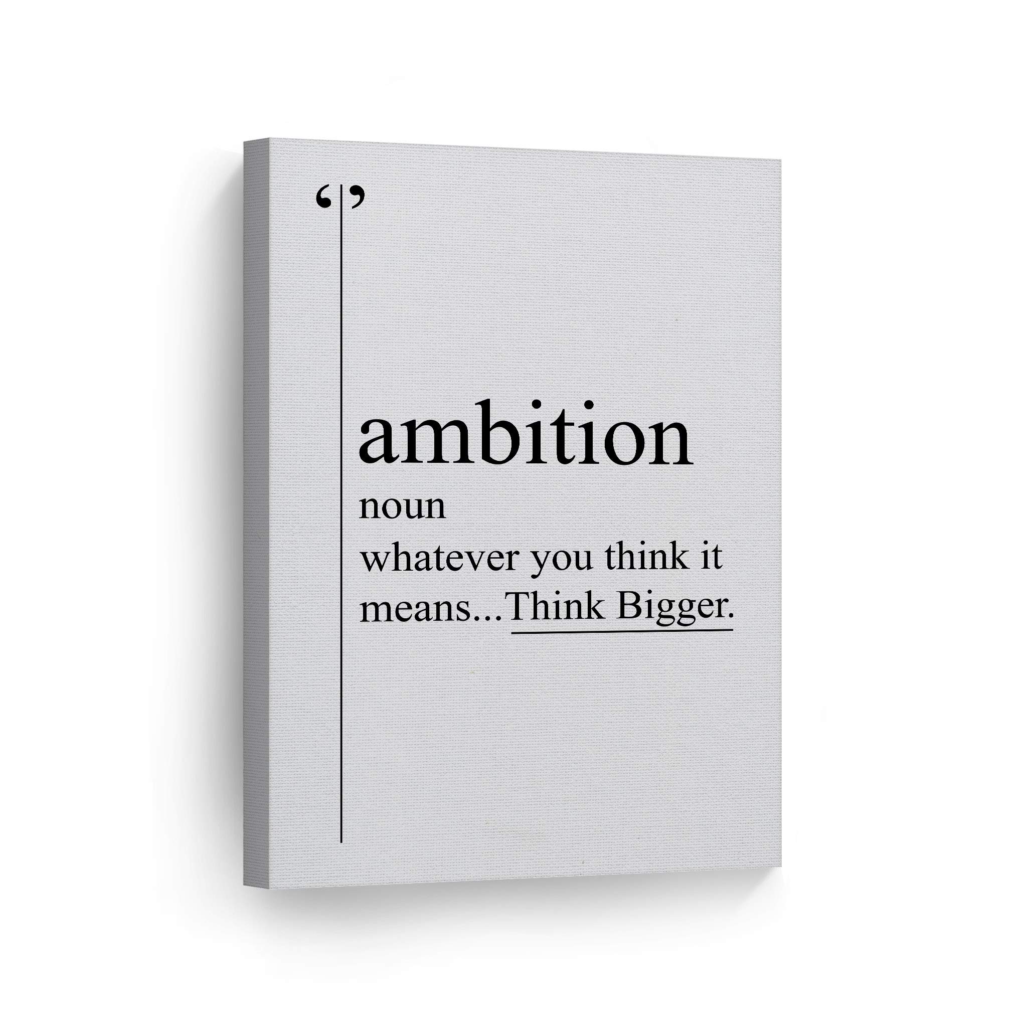 Ambition Definition Motivational Canvas Wall Art - Black & White Dictionary Print Inspirational Quote for Office, Living Room Decor - Ready to Hang 40x30 - Perfect Gift for Entrepreneurs & Home Decor