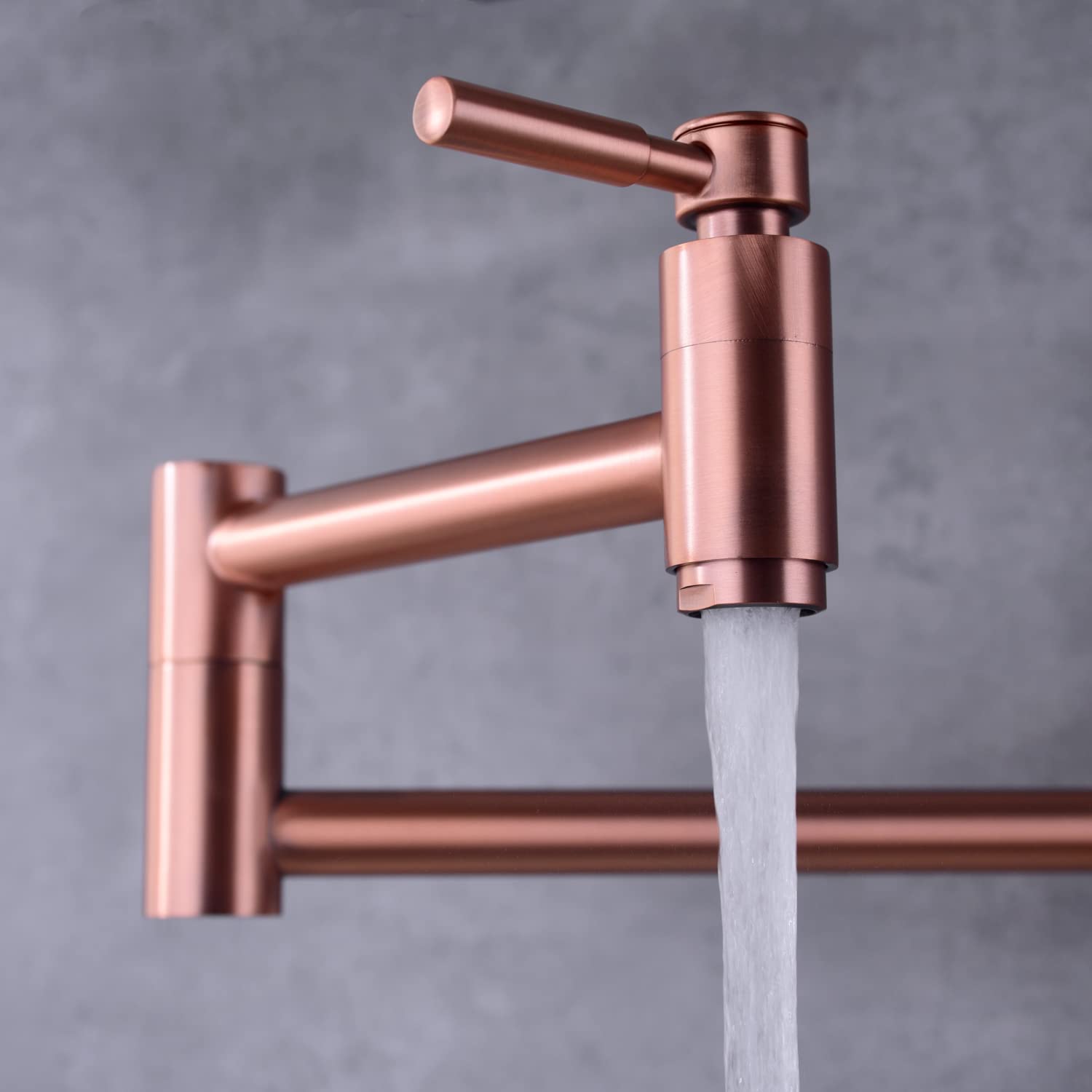 Premium Copper Pot Filler Faucet - Wall Mount Brass Kitchen Sink Faucet with Folding Swing Arm & Dual Handles | Ideal for Cooking, Filling Pots & Modern Kitchen Upgrade