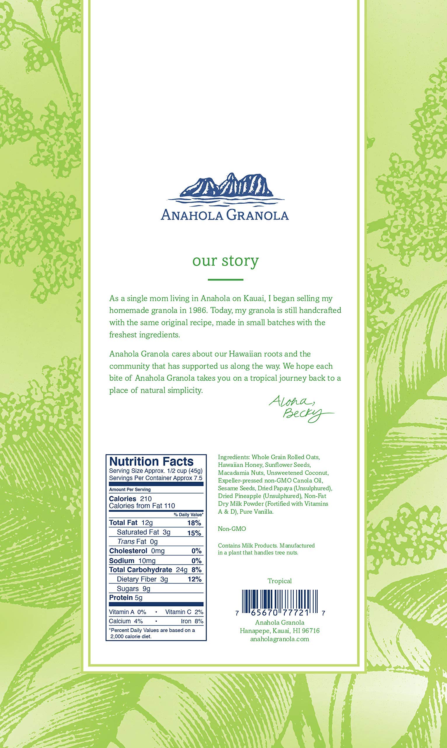 Anahola Granola Tropical 12 Oz - Healthy Low Calorie Snack Variety Pack for Adults & Kids | Gluten-Free Breakfast Cereal & On-the-Go Snacks | Perfect for Office, School Lunch, Hiking & Travel