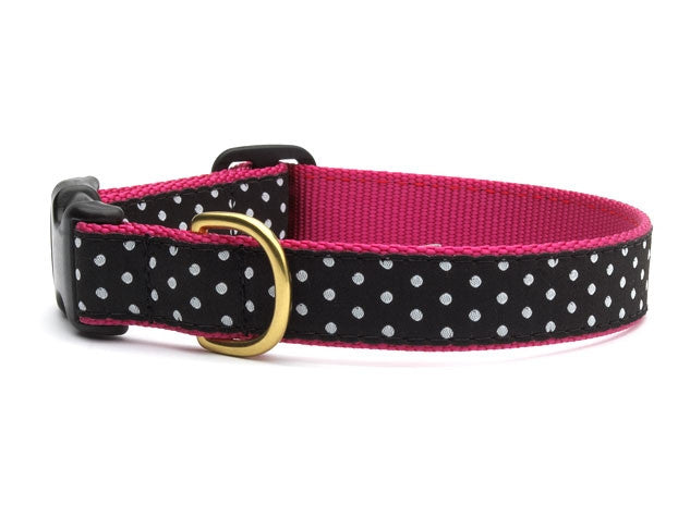 UpCountry Black and White Polka Dot Dog Collar - Adjustable Pet Collar for Small Medium Large Dogs - Durable Nylon Collar for Daily Walks, Training, and Outdoor Adventures