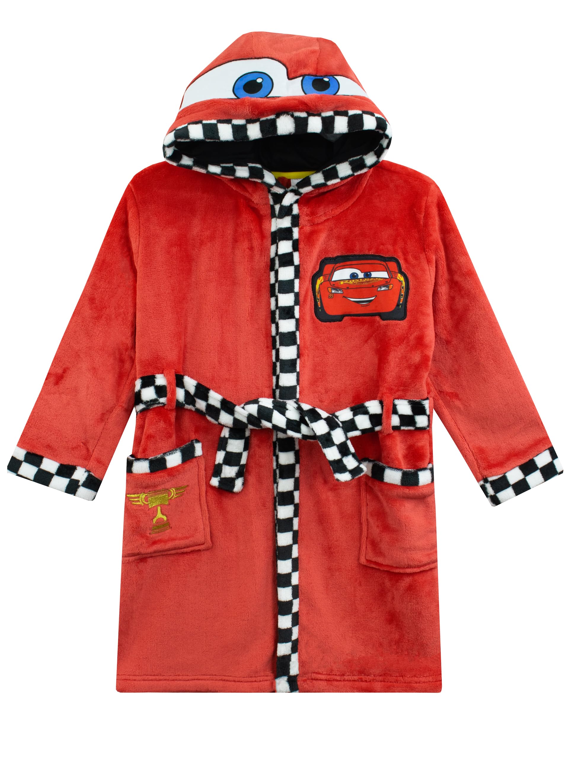 Disney Cars Lightning McQueen Boys Hooded Bathrobe - Soft Fleece House Robe for Kids Ages 2-8 Years | Toddler & Boys Pajamas, Lounge Wear, Birthday Gift | Perfect for Bath Time, Sleepovers & Cozy Mornings