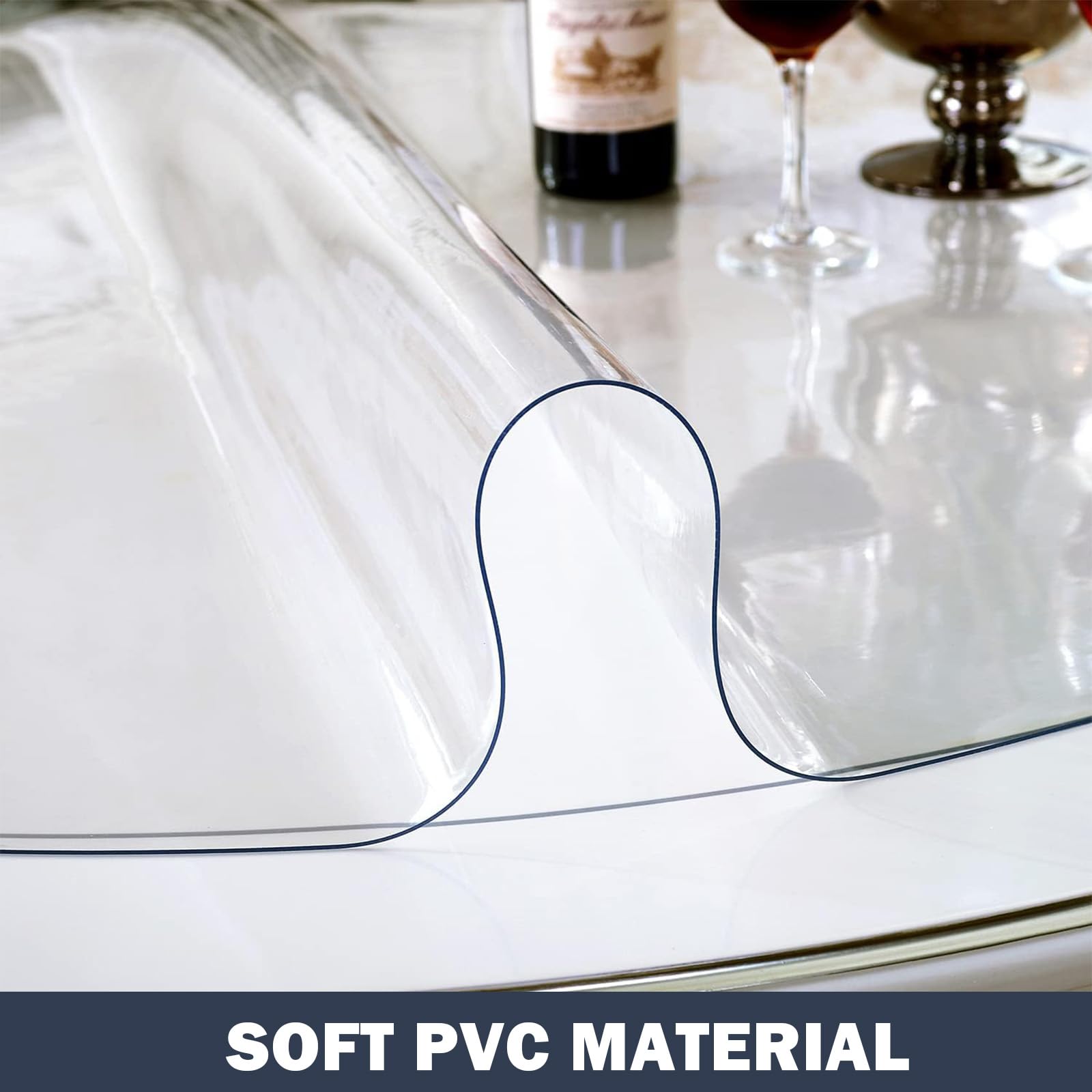 LovePads 1.5mm Thick Clear Round Table Protector - 30 Inch PVC Plastic Table Cover Pad for Kitchen Countertop, Coffee Table, Dining Table - Scratch Resistant & Waterproof Surface Protection for Home & Office Use