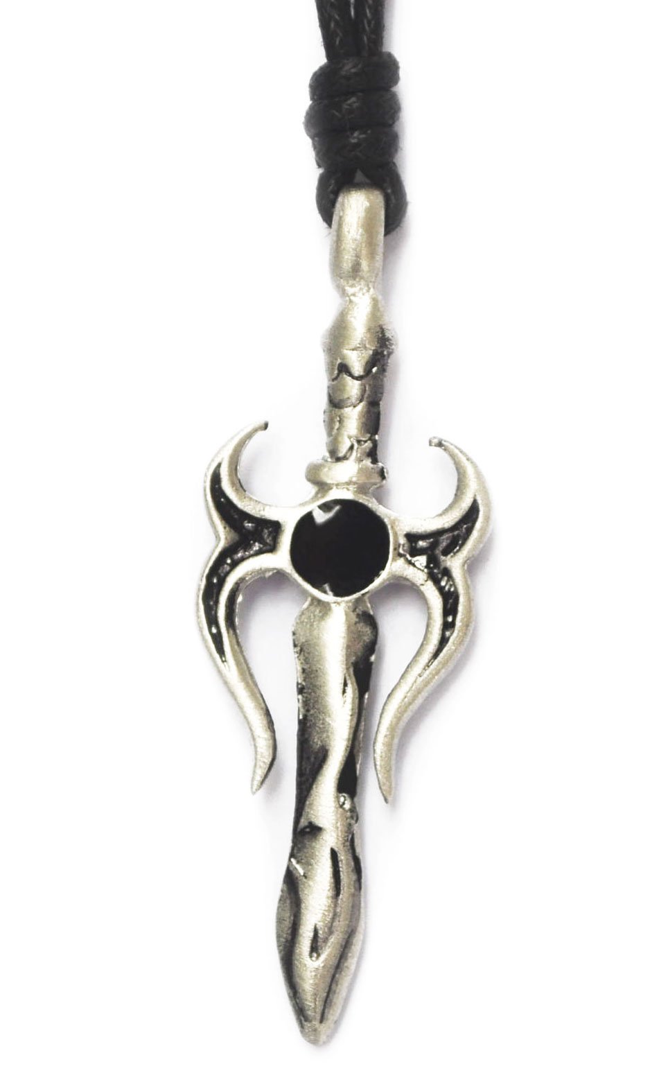 Vietsbay Black Sword Silver Pewter Charm Necklace Pendant for Men - Gothic Jewelry for Cosplay, LARP & Medieval Style Fashion Accessories