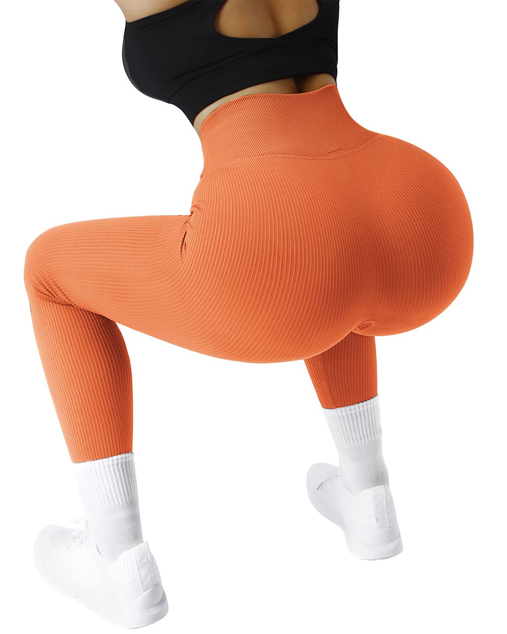 SUUKSESS Women's High Waisted Ribbed Seamless Leggings - Workout, Gym, Yoga Pants for Women - Perfect for Running, Pilates & Lounge Wear