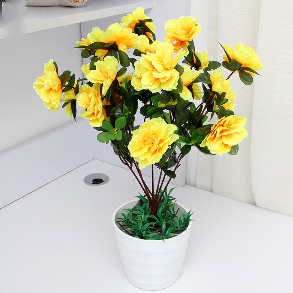 Lopkey 12-Pack Fake Azalea Artificial Flowers Bouquet for Wedding, Home, Office, and Party Decor - Realistic Silk Floral Arrangement for Centerpieces, Tables, and DIY Crafts