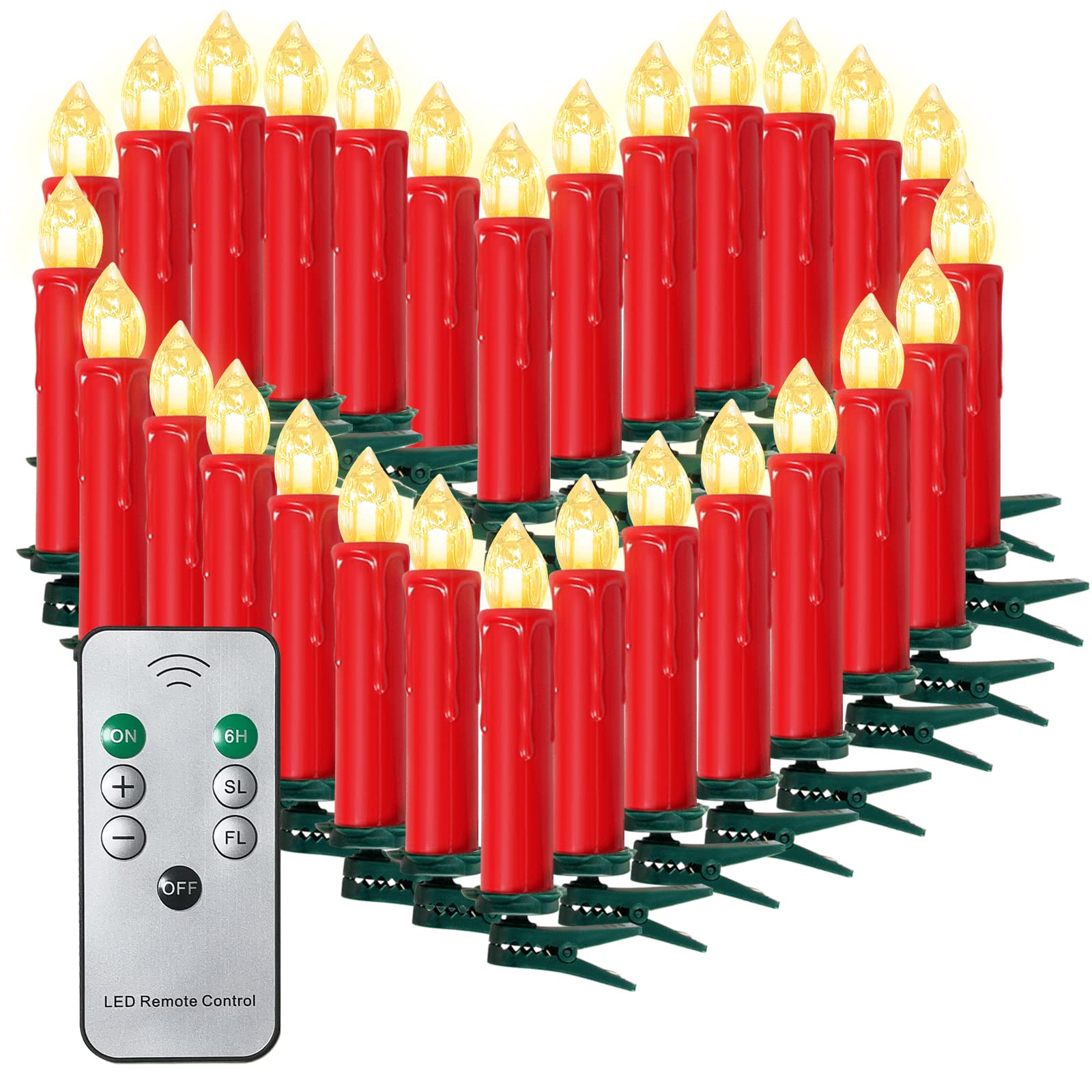 30-Pack LED Flameless Taper Candles for Christmas Tree - Battery Operated with Remote, Timer & Dimmer - Warm White Window Lights - Perfect for Holiday Decor, Home Lighting & Festive Ambiance