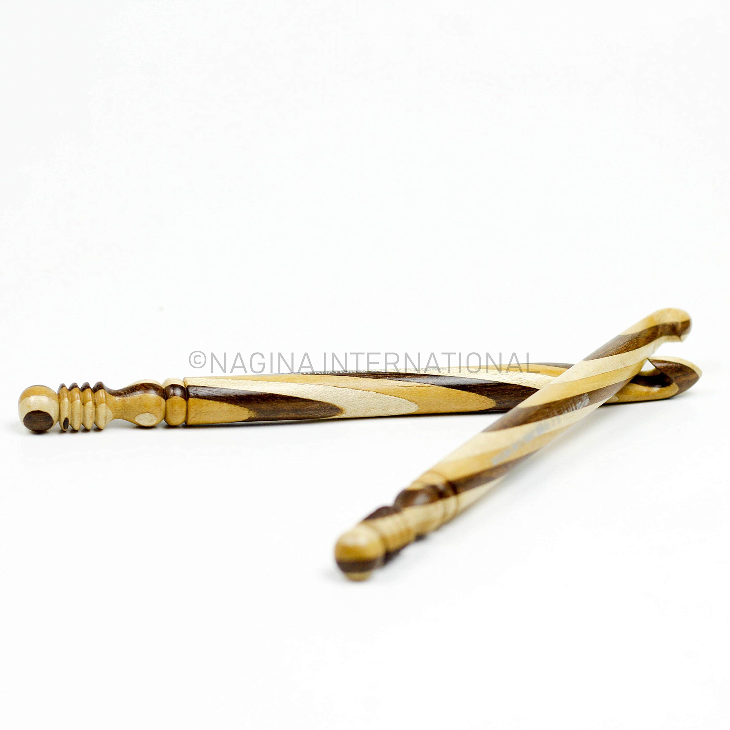 Premium Rosewood Maple Segmented Wood Crochet Hooks - Ultra Smooth Knitting Needles & Accessories by Nagina International (Size U 25mm) - Perfect for Yarn Crafts, DIY Knitting Projects & Handmade Gifts