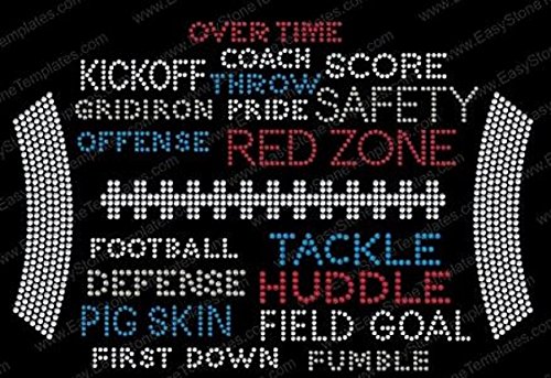Football Terms Rhinestone Iron-On Transfers for DIY T-Shirts, Jerseys & Apparel - Customize Your Sports Gear