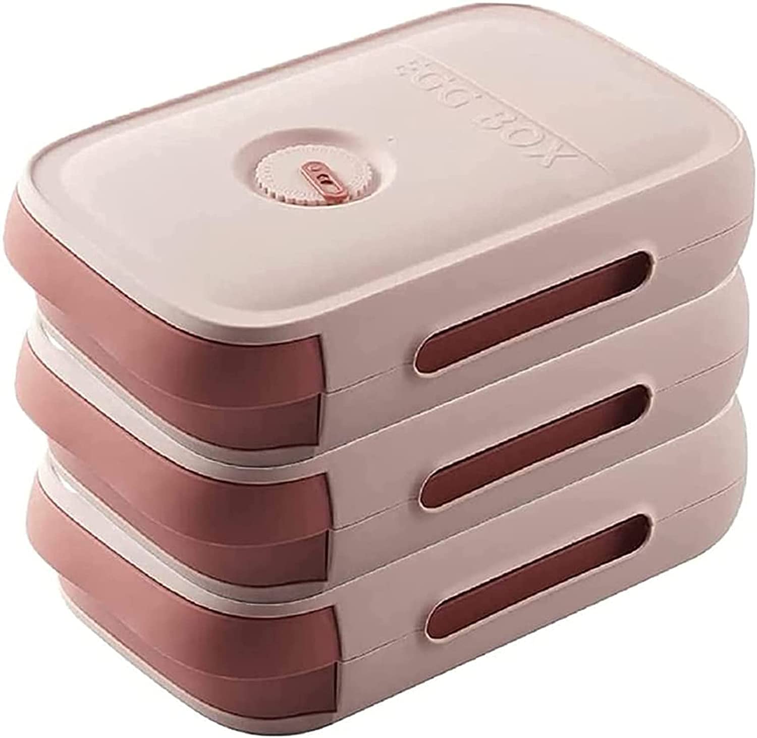 Refrigerator Egg Storage Containers - Space Saving Rolling Drawer Egg Organizer with Multi-Layer Design - Food Grade Plastic Egg Holder for Kitchen & Fridge - Perfect for Home, Restaurant, and Farm Use (Pink, Model K1)
