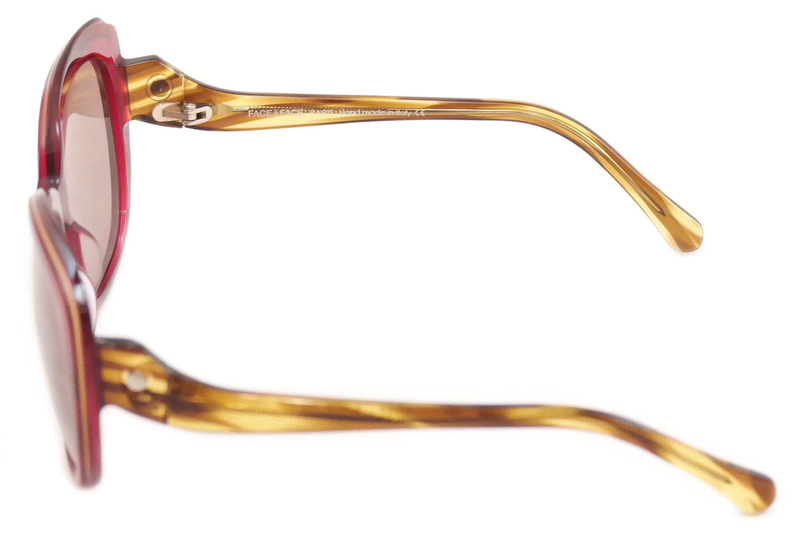 Face A Face Paris Brune 1 608 Sunglasses - Pink & Tan Plastic Frame, Handmade in Italy | Luxury Fashion Accessory for Women, Perfect for Summer Outfits & Beach Vacations