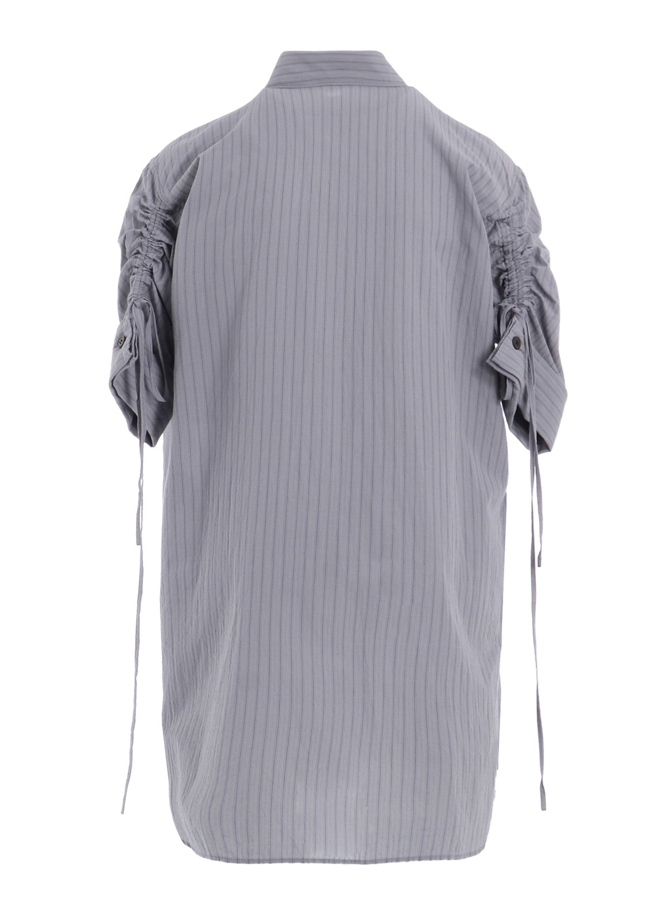 DOBBY STRIPE SHIRRING SLEEVE SHIRT - Women's Fashion Blouse with Ruffled Details & Elastic Cuffs - Perfect for Office Wear, Date Nights & Spring Outfits