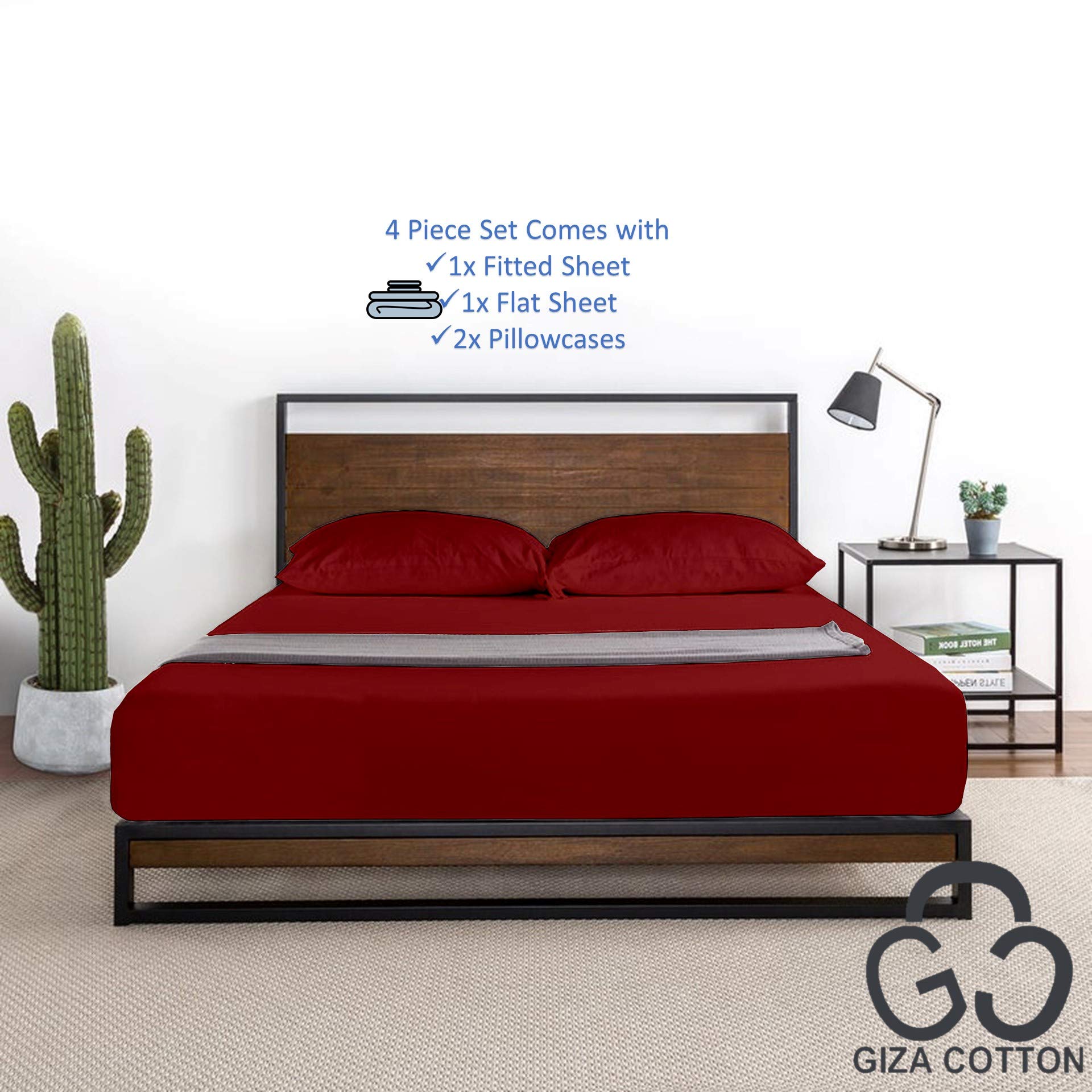 Premium 100% Giza Egyptian Cotton King Size Sheet Set - 5PC Deep Pocket (16