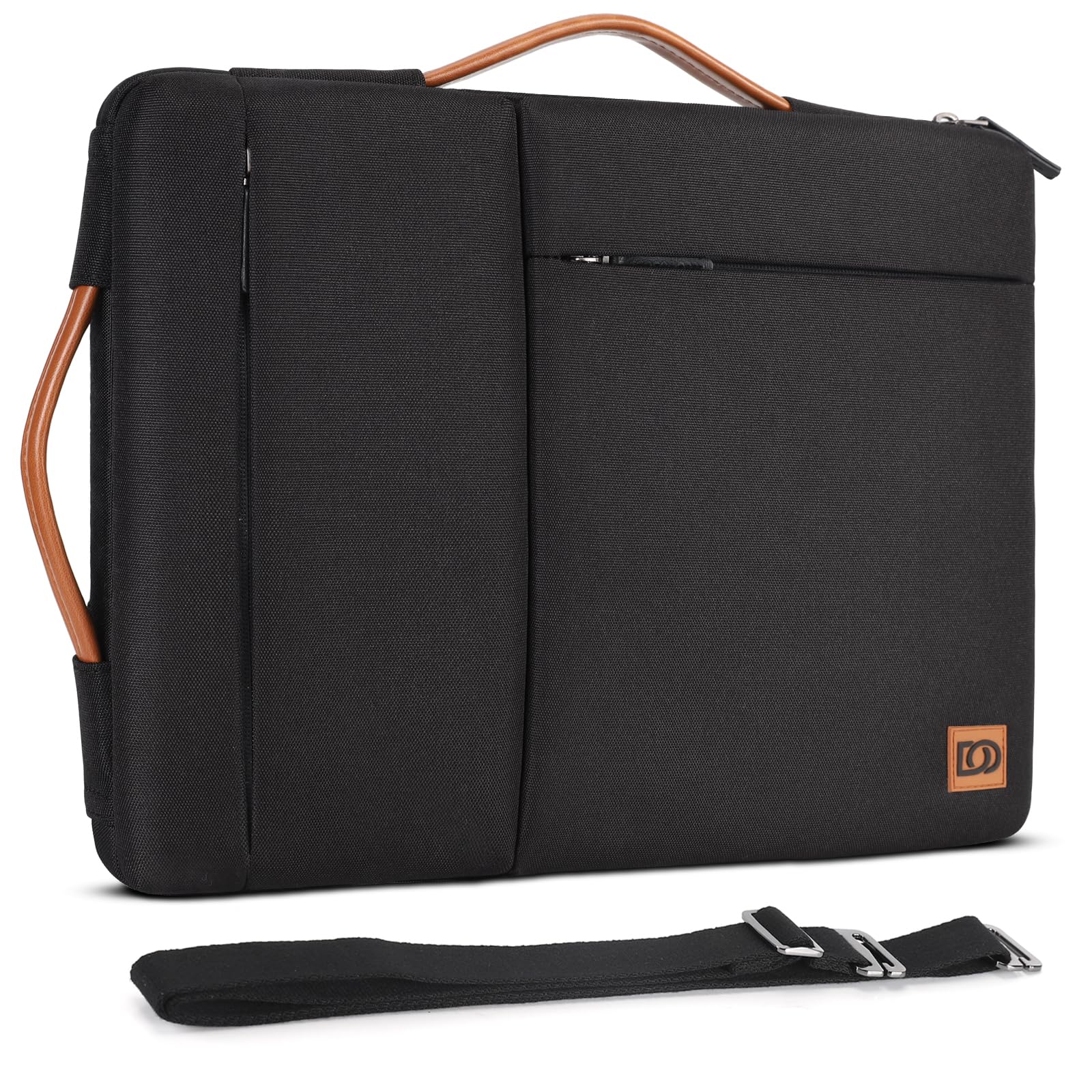 DOMISO 15.6 Inch Laptop Sleeve Case Bag with Handle - Compatible with Lenovo Yoga 720, IdeaPad 310/320, ThinkPad L580/T570/T580, Flex 4/5, ASUS ROG Zephyrus GX501, Dell Latitude 3590 & ZenBook - Protective Black Neoprene Cover for Work, School & Travel