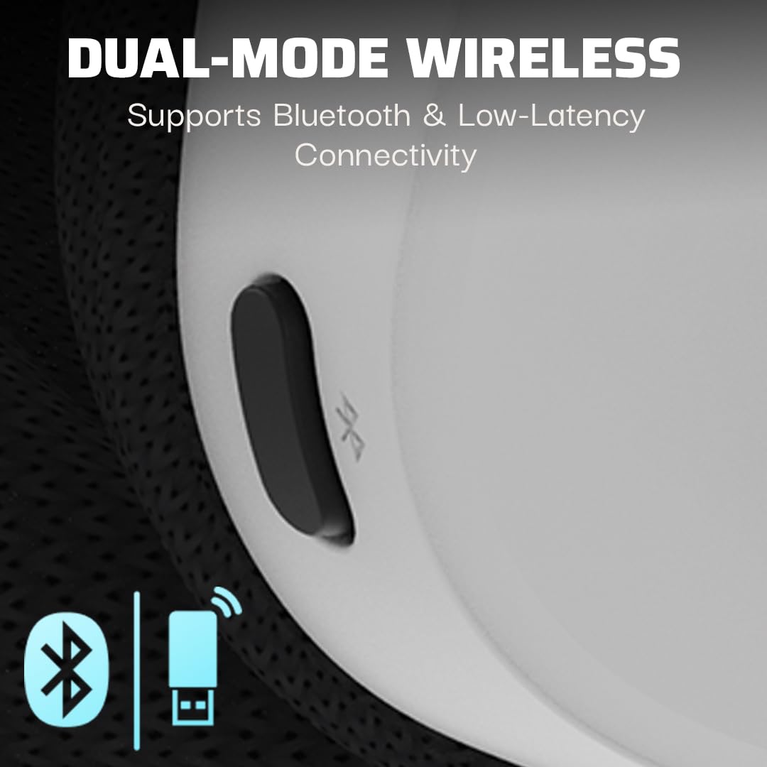 PDP Phantom Air Dual-Mode Wireless Gaming Headset for PS5, PS4 & PC - White | Noise Cancelling Mic, Bluetooth & USB Connectivity | Perfect for Competitive Gaming & Streaming