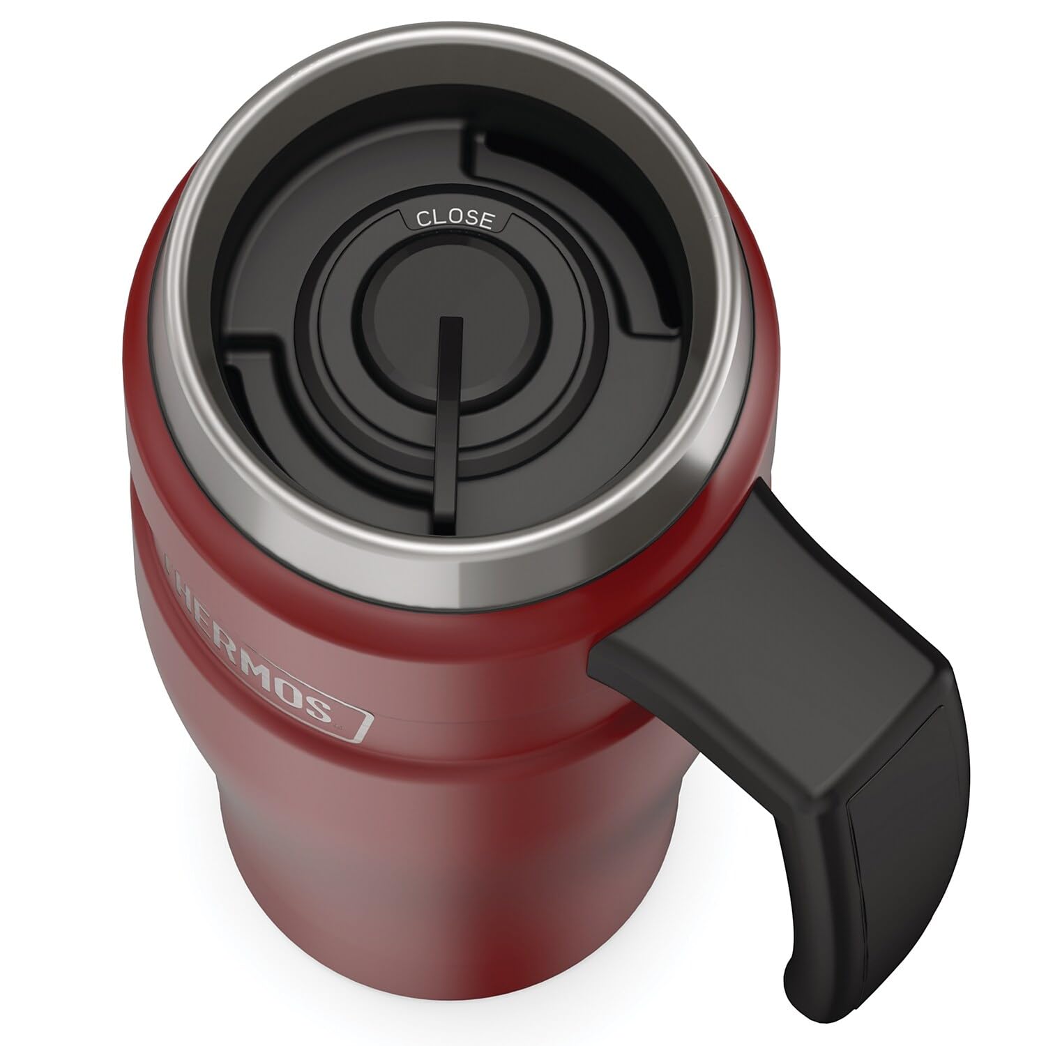 THERMOS Stainless King 16oz Vacuum-Insulated Travel Mug - Rustic Red - Keeps Drinks Hot/Cold for Hours - Perfect for Commuting, Camping & Office Use