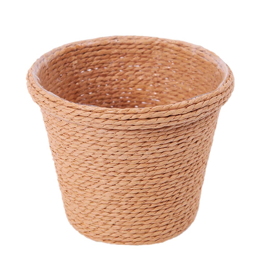 DOITOOL Vintage Retro Straw Flower Pot - 1PC Khaki Multipurpose Hanging Planter for Indoor Plants | Home Decor Storage Solution for Living Room, Bedroom & Balcony
