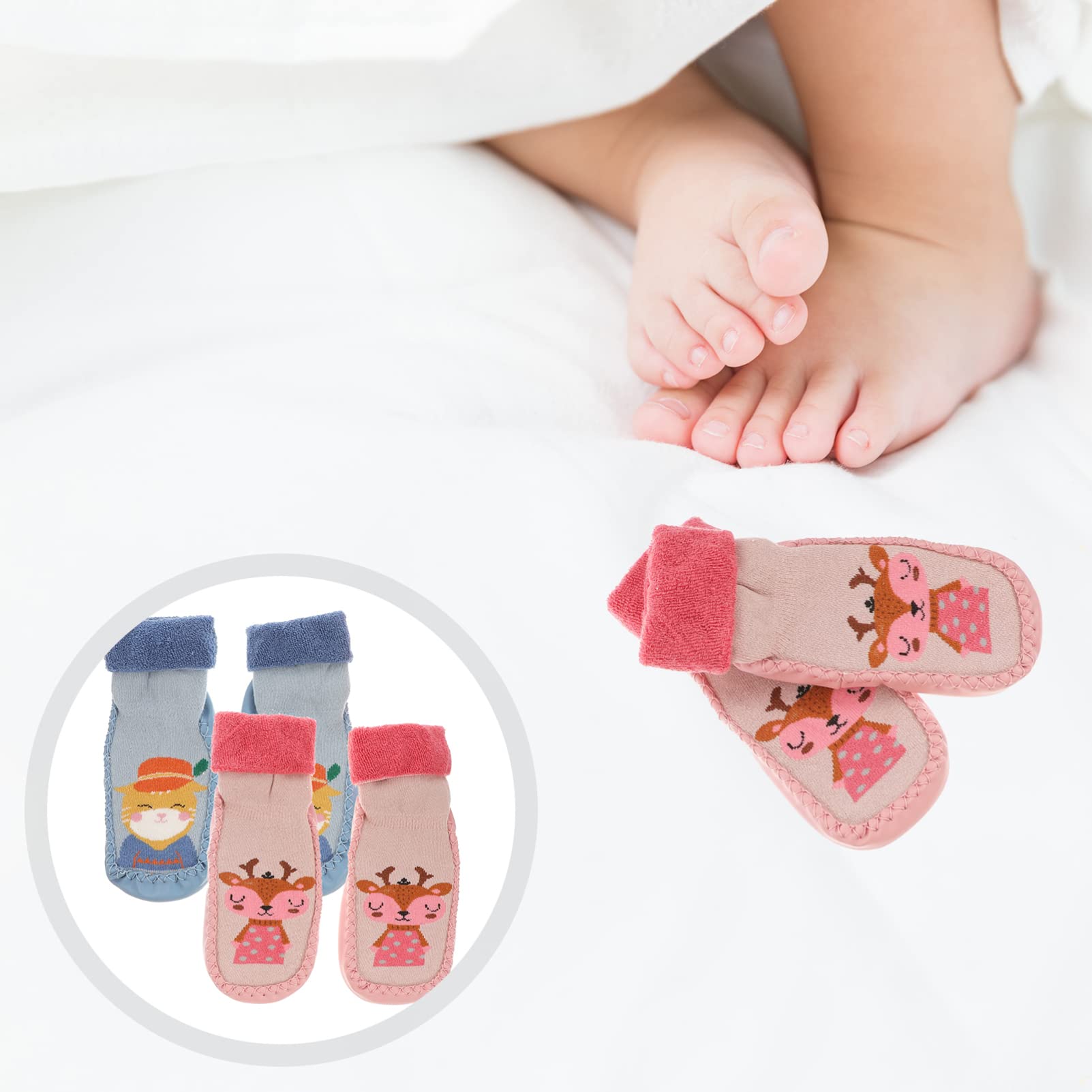 PACKOVE 4 Pairs Baby Girl Socks & Shoes Set - Soft Combed Cotton Newborn Socks for 0-6 Months - Perfect for Daily Wear, Photo Shoots & Gifts