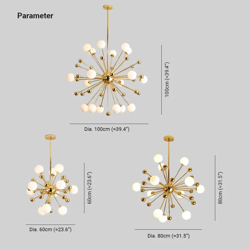 Modern Gold Chandelier with Star Radiation Design - Elegant Ceiling Light Fixture for Living Room, Dining Room, Bedroom & Home Decor