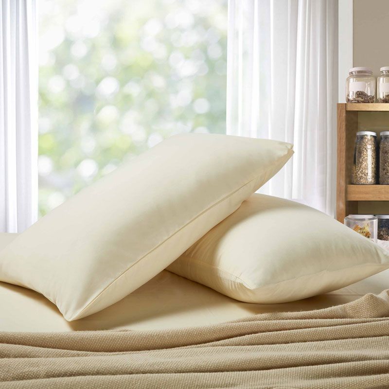 1000TC Premium Ultra Soft King Size Pillowcases (2 Pack) - Breathable & Hypoallergenic - Yellow Cream for Luxury Bedding & Hotel Style Comfort