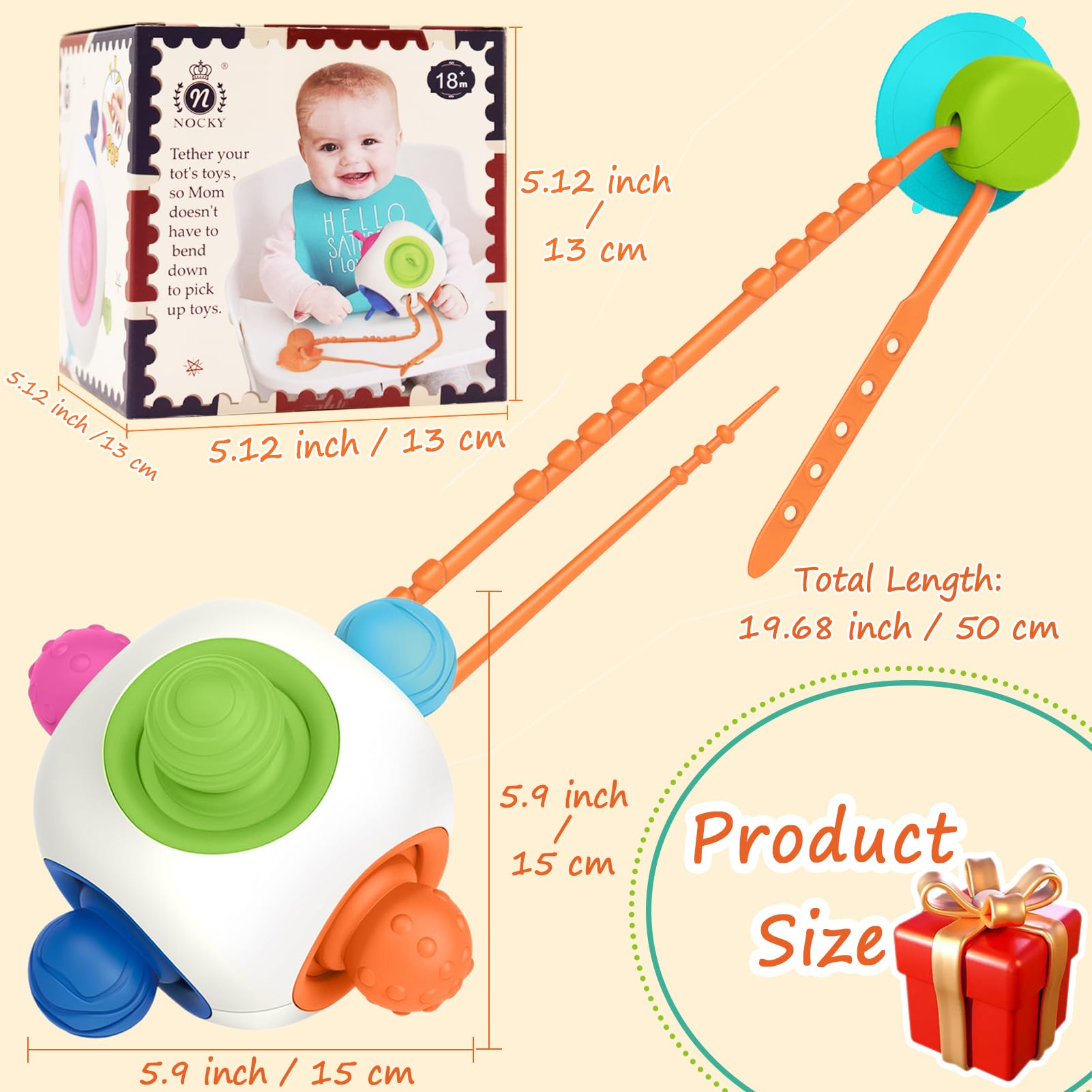Montessori Baby Toys for 0-12 Months - Bumpy Sensory Ball with Rattle & Teether, Suction Cup Travel Toy for Newborns & Toddlers | Perfect for Early Learning, Teething Relief & Sensory Play