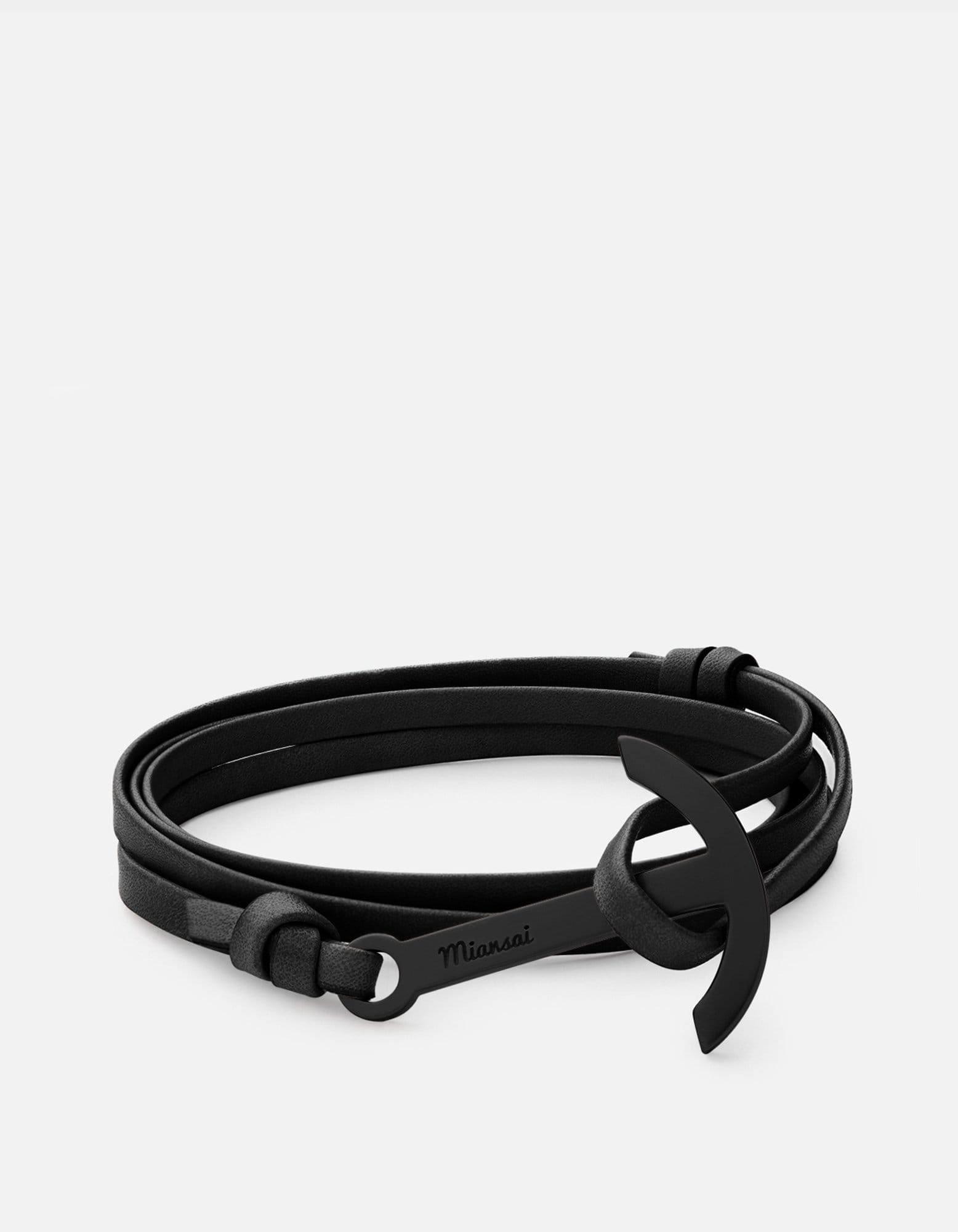 Premium Modern Anchor Leather Bracelet for Men - Noir Black Stylish & Durable - Perfect for Casual Wear, Gifts & Outdoor Adventures