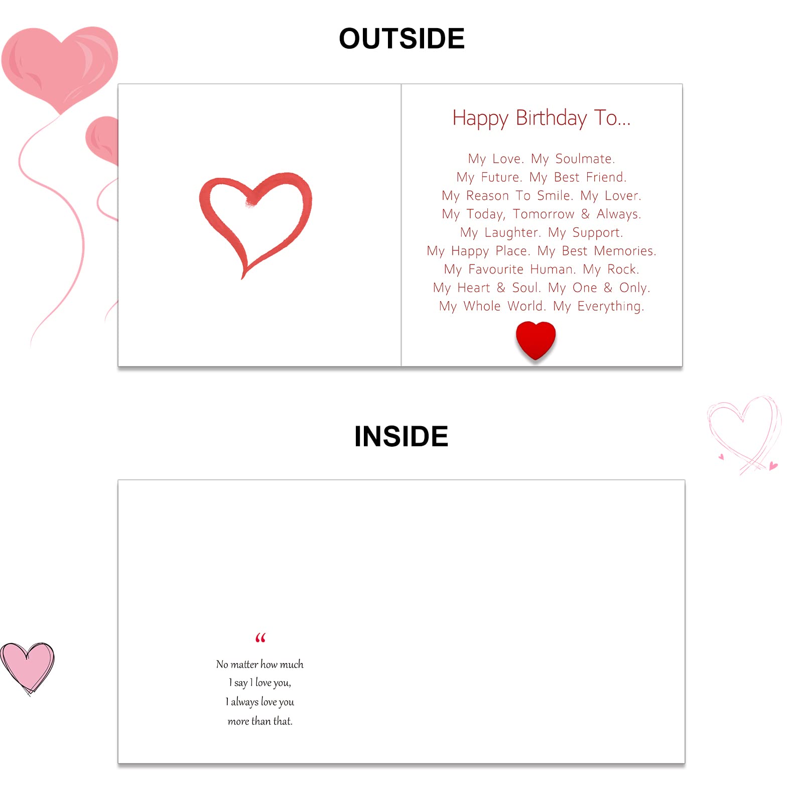 iMakemvel Birthday Card for Him Her - Romantic Love Greeting Card with Envelope for Couples