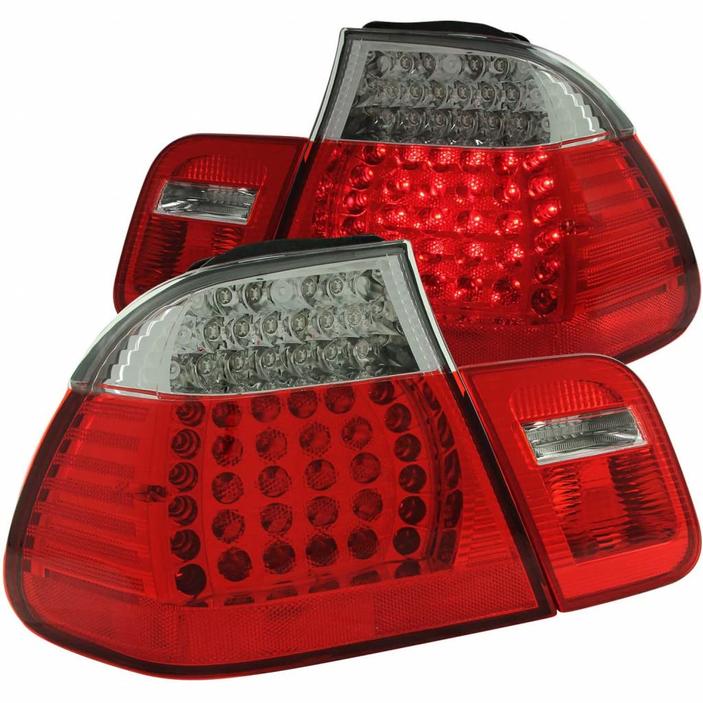 ANZO LED Tail Lights for BMW 330i 2001 - Red/Clear 4pc Set (321004) | High-Performance Replacement Lights for Enhanced Visibility & Style | Perfect for Night Driving & Car Customization