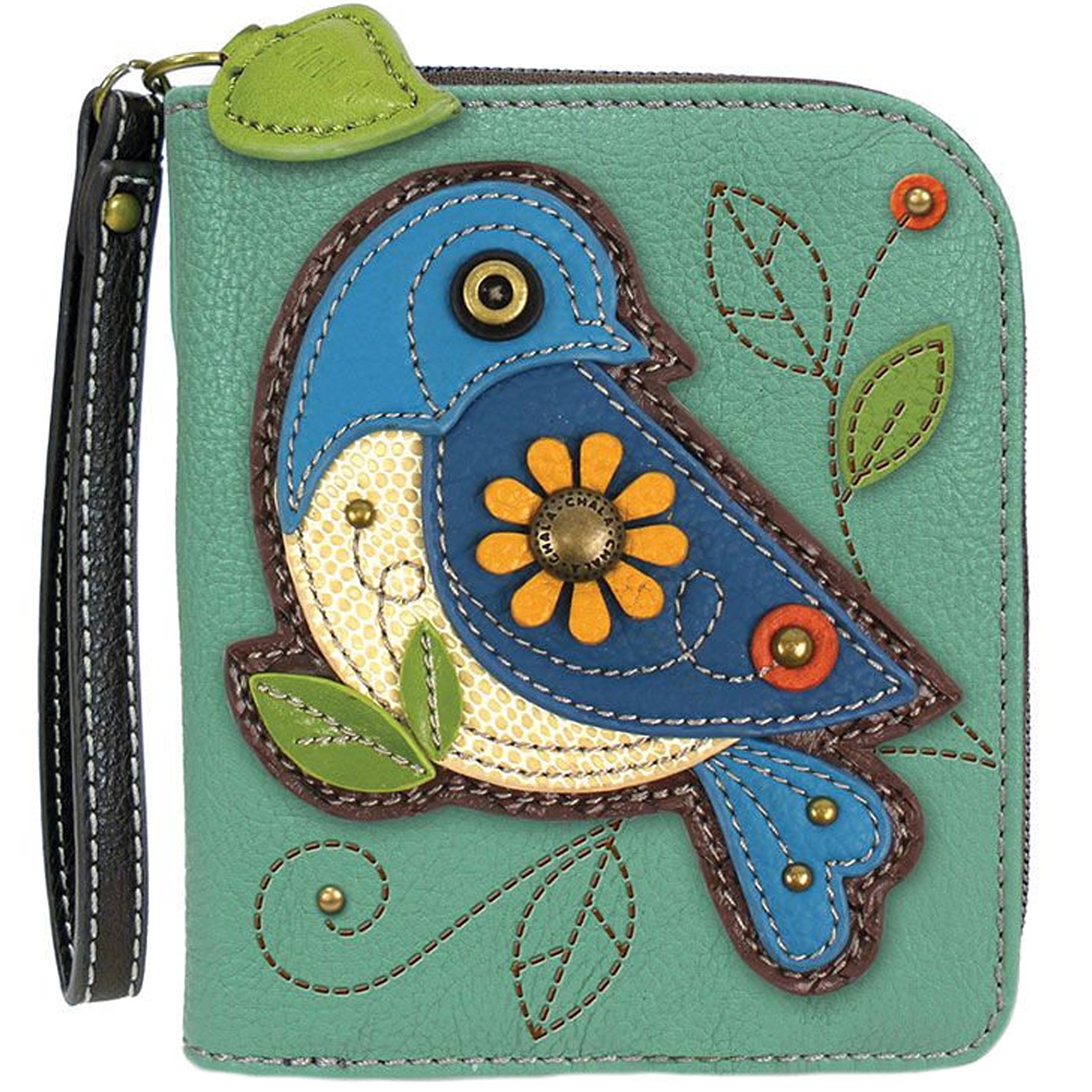 CHALA Blue Bird Zip-Around Wristlet Wallet & Hobo Handbag - Perfect Gift for Bird Lovers | Everyday Use, Travel & Special Occasions