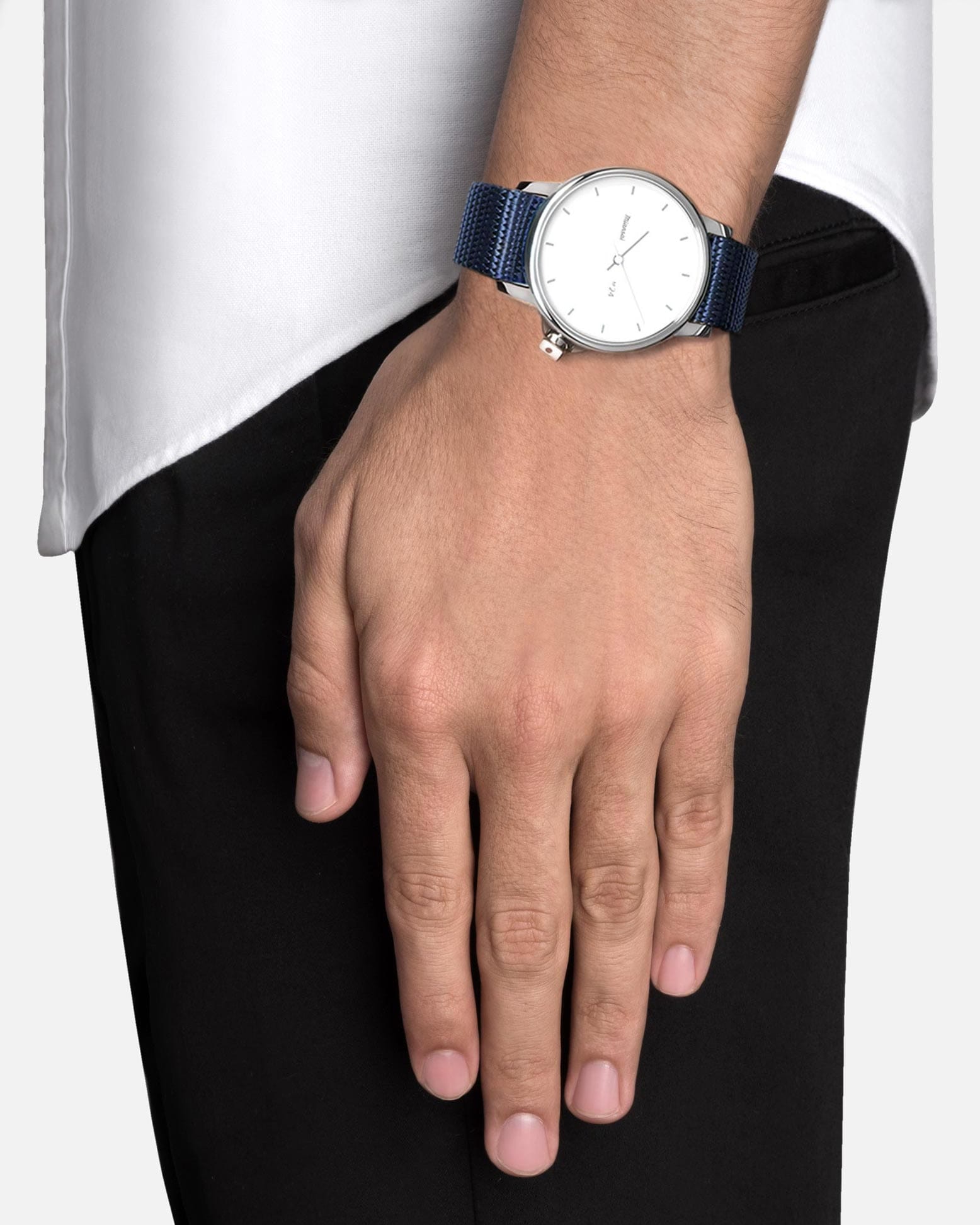 M24 II White Navy Blue Nylon Watch Strap - Durable Nylon Band Replacement for Smartwatches & Fitness Trackers - Perfect for Outdoor Sports, Running, Hiking & Daily Wear