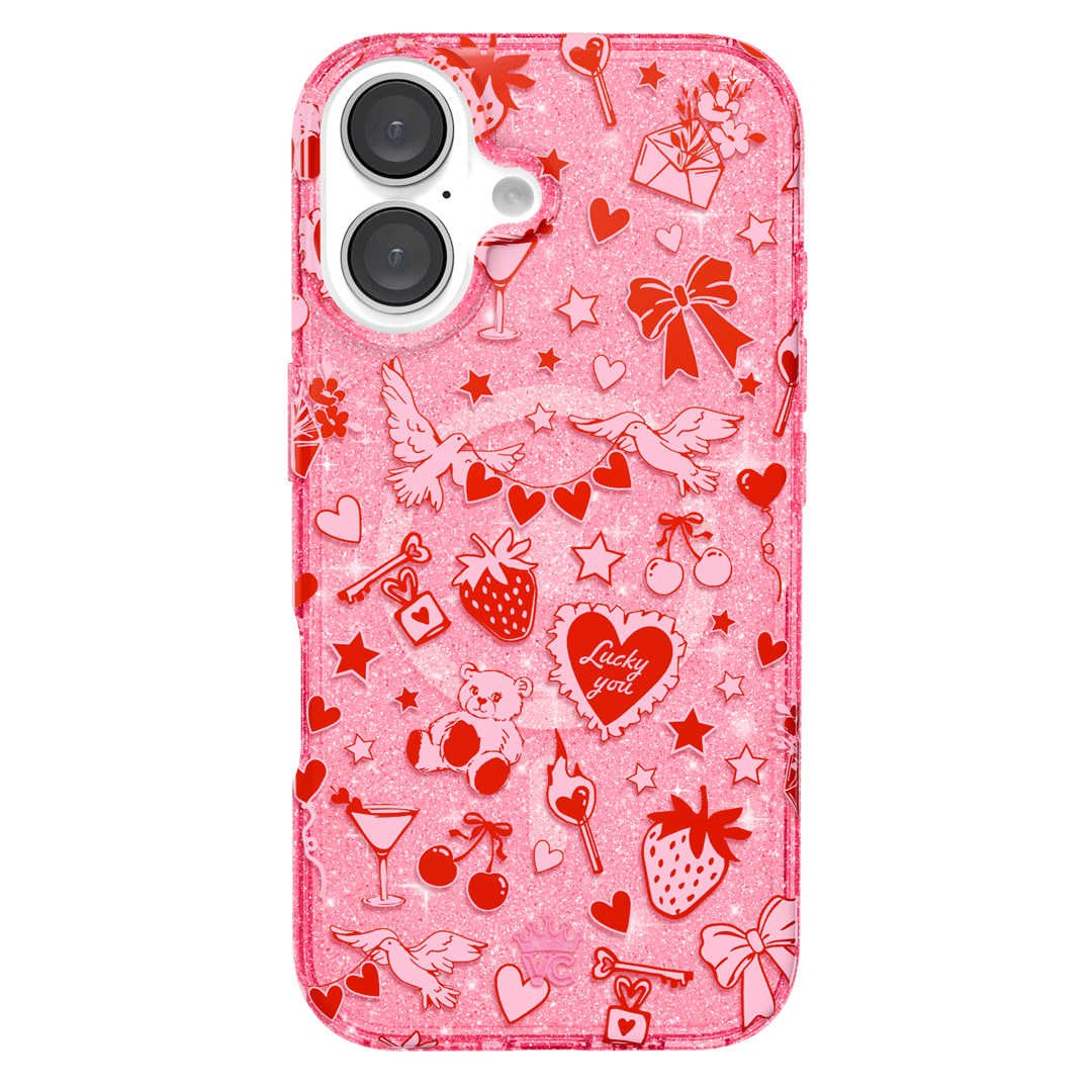 Be Mine Glitter iPhone Case - Sparkly Protective Phone Cover for iPhone 13/14/15 - Perfect for Valentine's Day, Parties & Everyday Glam