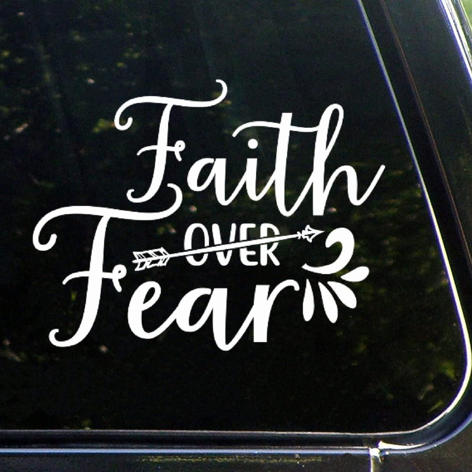 Faith Over Fear Vinyl Car Decals - Bible Verse Christian Stickers for Cars, Trucks, Windows & Bumpers - Religious Jesus Decals for Laptops & Vehicles - Inspirational Automotive Accessories for Daily Commute & Road Trips
