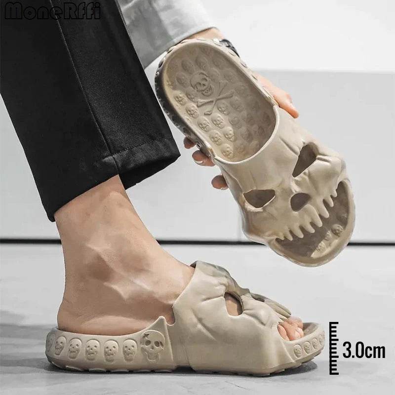 Spooky Halloween Skull Slides for Adults - Comfortable Gothic Slippers for Costume Parties, Haunted Houses & Halloween Decor