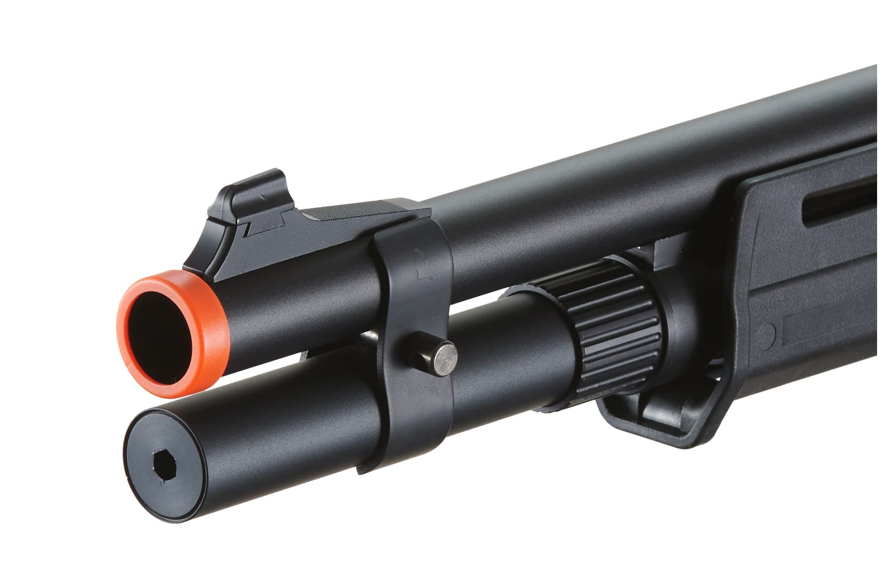 Golden Ball & Eagle M870 MP MLOCK Style 3/6-Shot Pump Action 350 FPS Gas Airsoft Shotgun - Black with Holder | Tactical Airsoft Game & Training | Outdoor Shooting & Target Practice