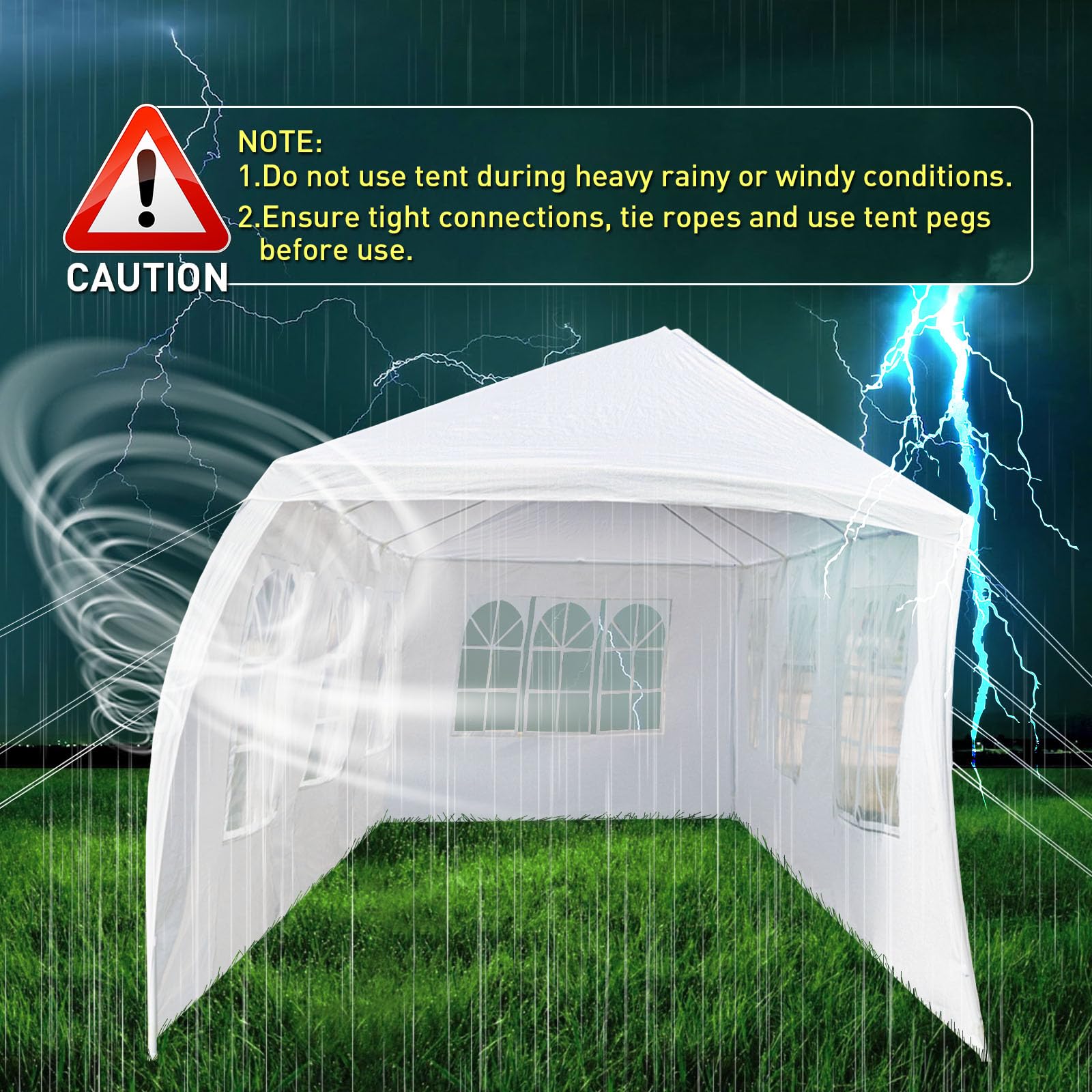 10'x30' White Outdoor Party Tent with 8 Removable Sidewalls & Transparent Windows - Perfect for Weddings, Birthdays, Backyard Events, Patio Parties and Garden Gatherings - Waterproof Canopy Tent for All-Weather Protection