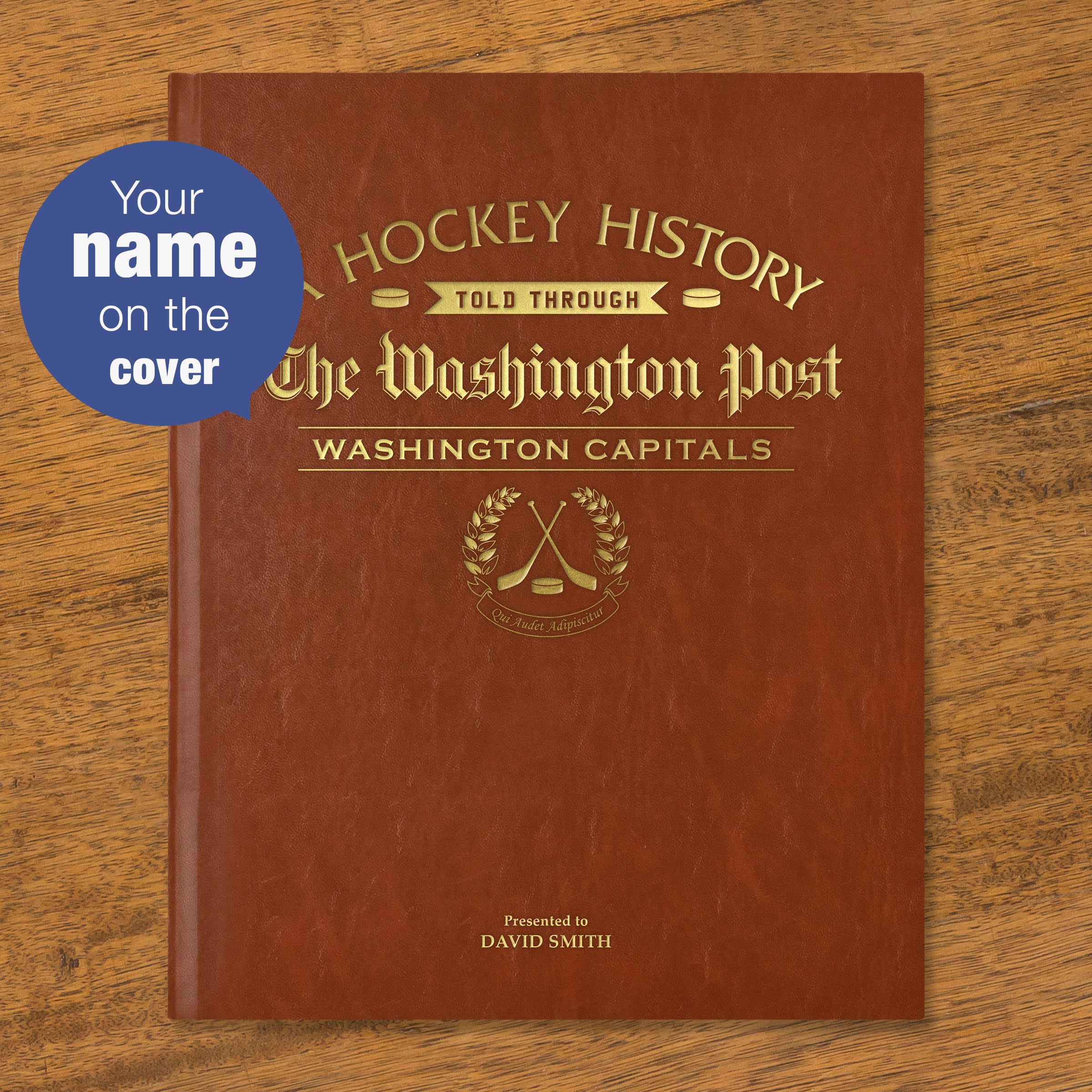 Personalized NHL Ice Hockey History Book - Custom Name Gold Embossed Deluxe Hardcover A3 Size - Unique Sports Memorabilia Gift for Hockey Fans - Perfect for Anniversaries, Retirement, and Special Occasions