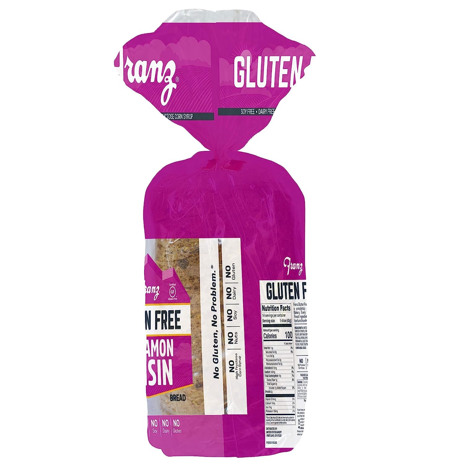 Franz Bakery Gluten Free Raisin Bread - 2 Pack (2 x 20oz) | Healthy Breakfast & Snack | Perfect for Celiac Diet, Vegan Lifestyle & Allergy-Friendly Baking