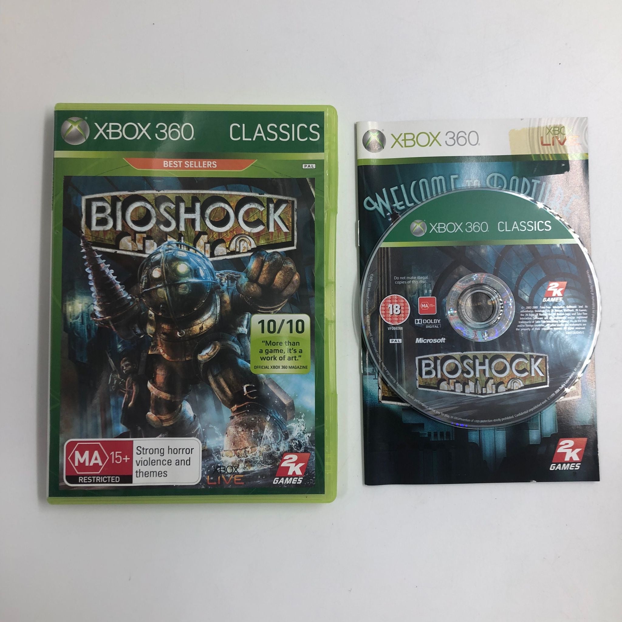 BioShock Xbox 360 Video Game with Original Manual - PAL Version - Action Adventure Shooter for Horror Fans & Retro Gaming Collectors