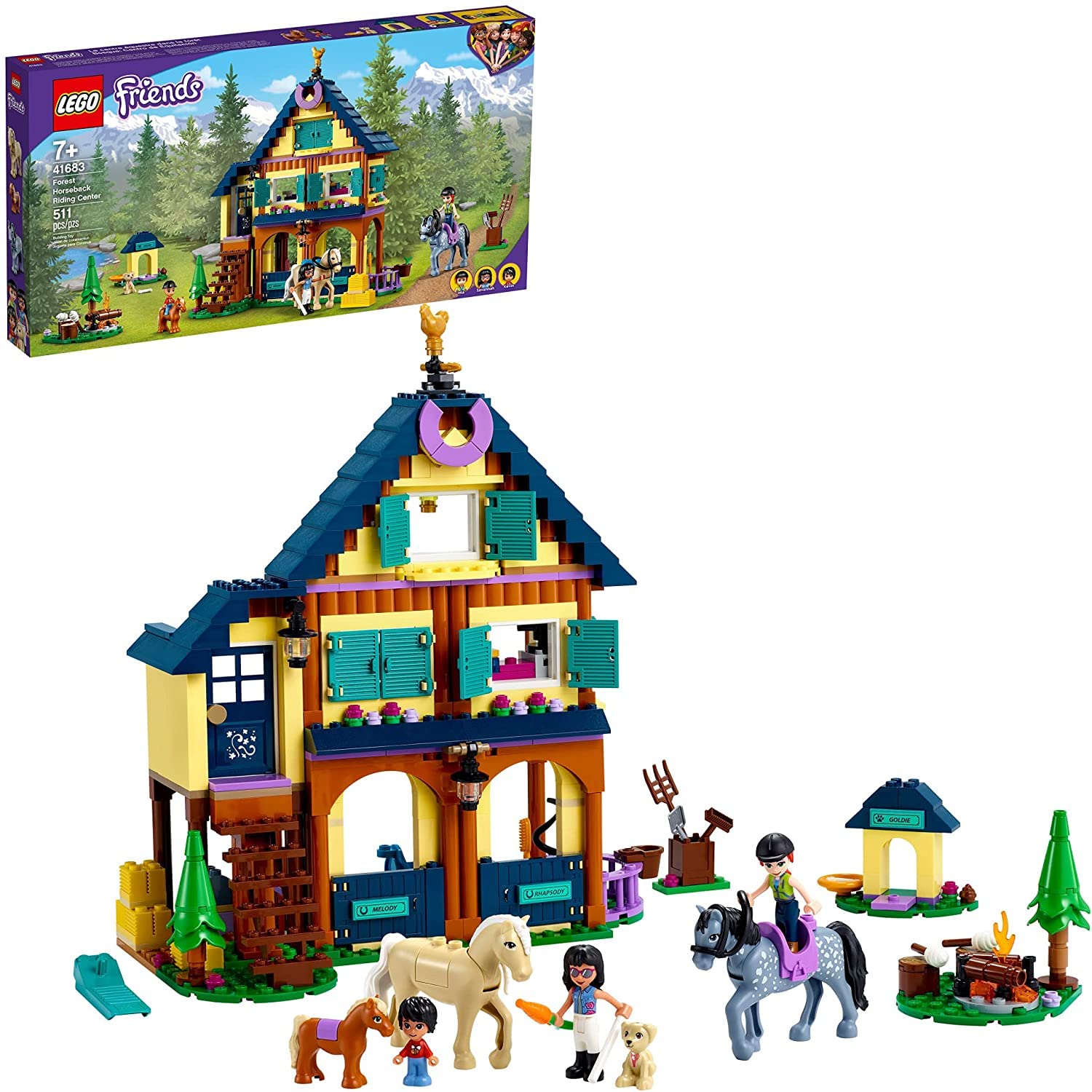 LEGO Friends Forest Horseback Riding Center 41683 Building Kit - 511 Pieces Creative Construction Toy for Kids Ages 6+ | Perfect Birthday Gift & Educational STEM Activity | Great for Imaginative Play & Horse Lovers