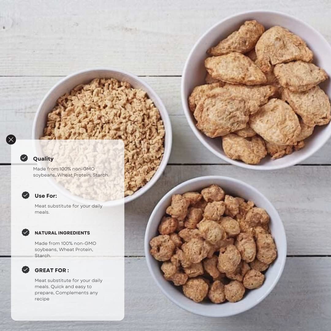 Vegan Meat Substitute - TVP Textured Vegetable Protein (5.3oz) | Non-GMO, Unflavored Soy Protein Shreds | 100% Plant-Based Meat Alternative for Vegan Cooking, Stir Fry & Meal Prep